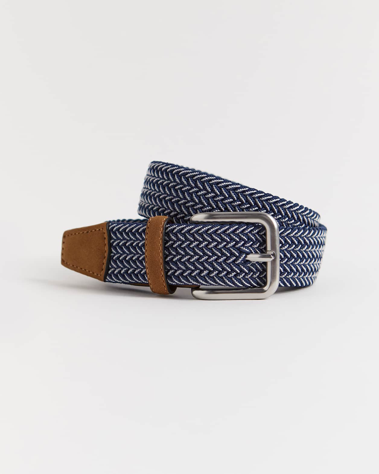 Two Tone Elastic Belt in NAVY/WHITE