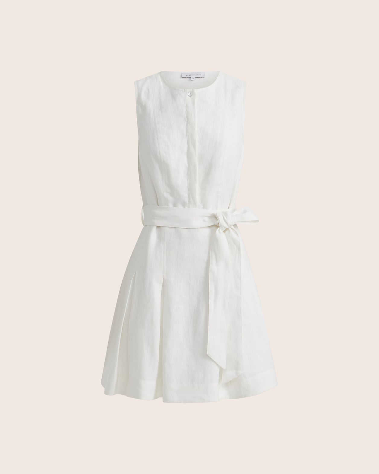 Lila Linen Mini Dress in WHITE