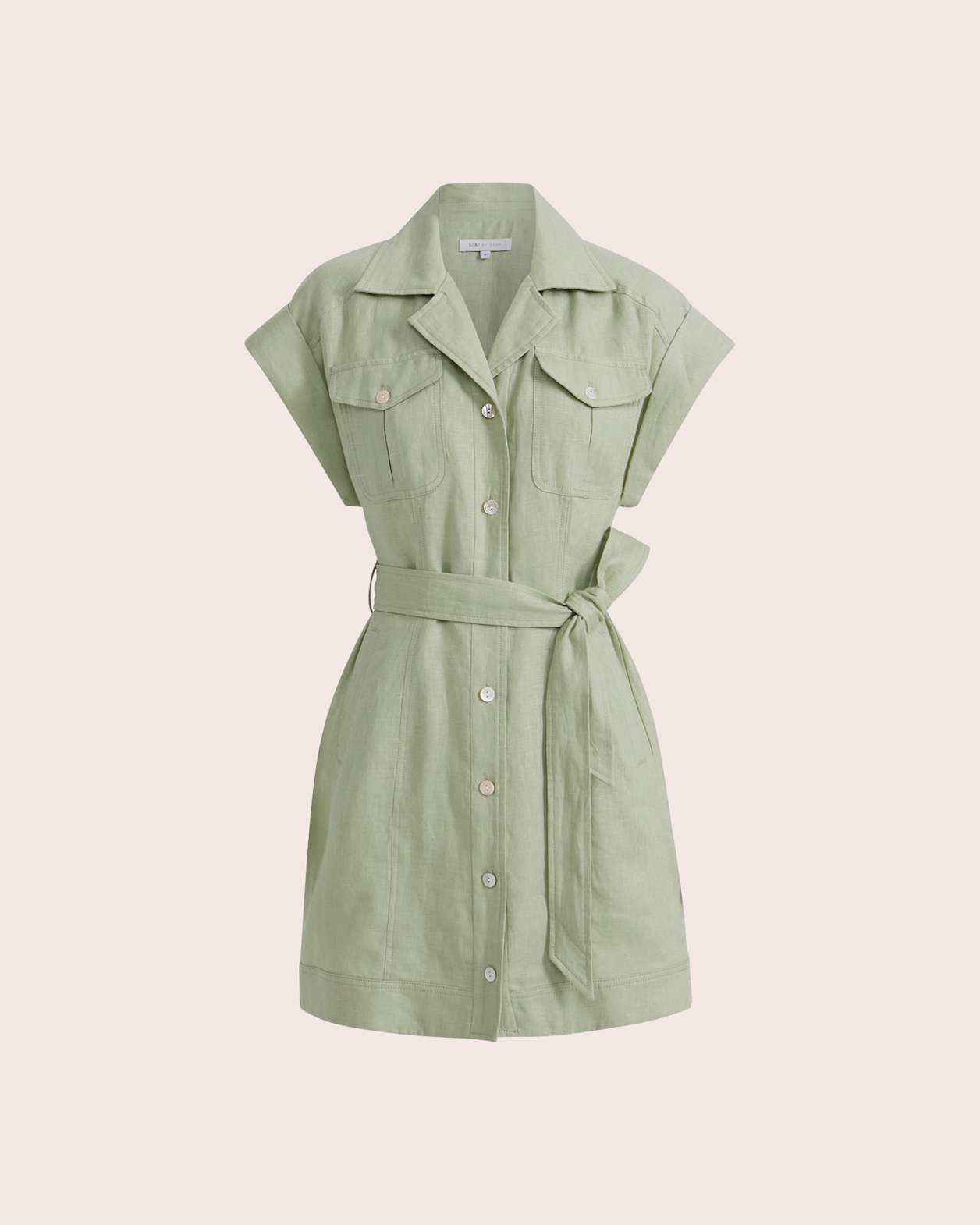 Lila Linen Utility Mini Dress in SAGE