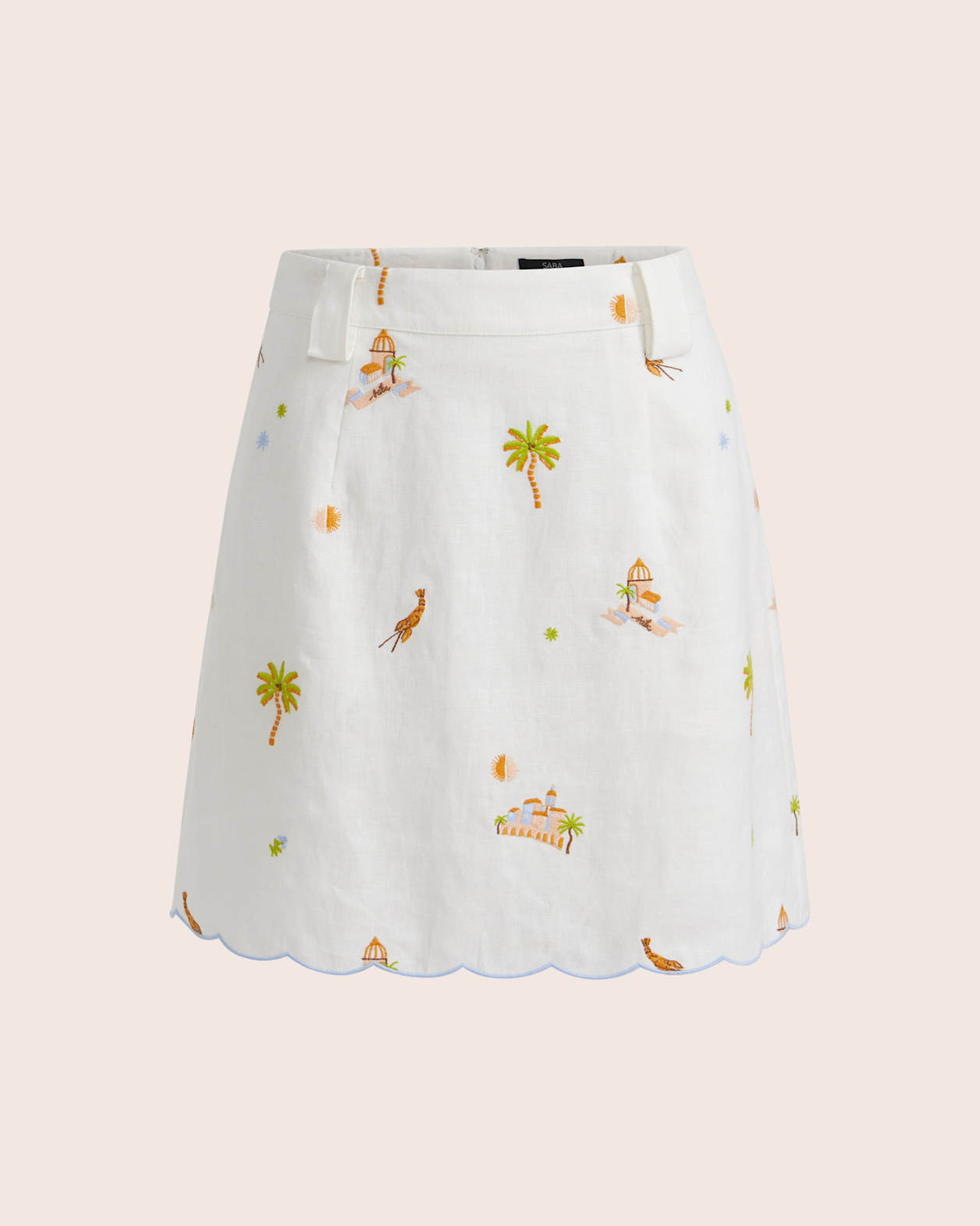 Lucia Linen Scallop Mini Skirt in MULTI