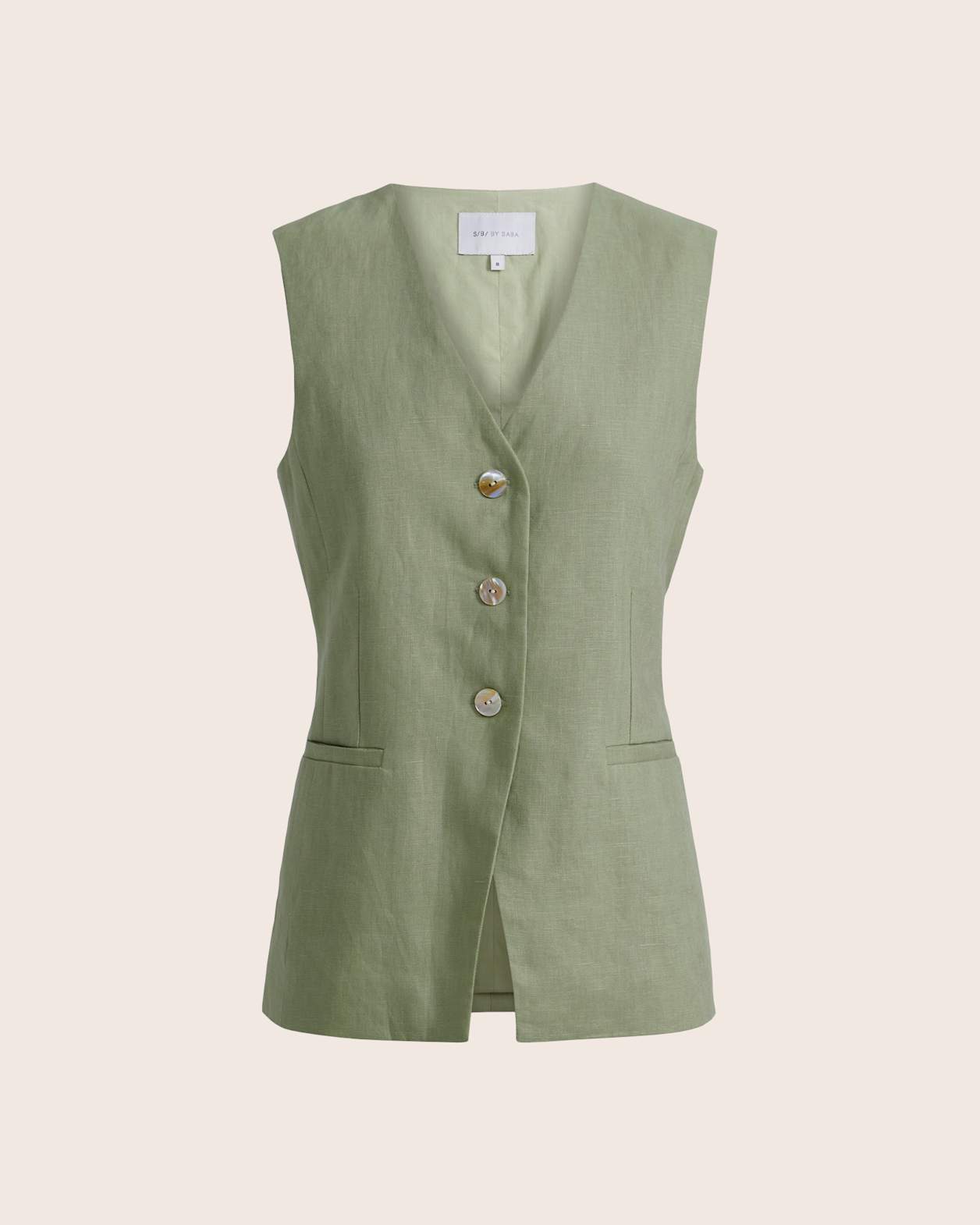 Lila Linen Vest in SAGE