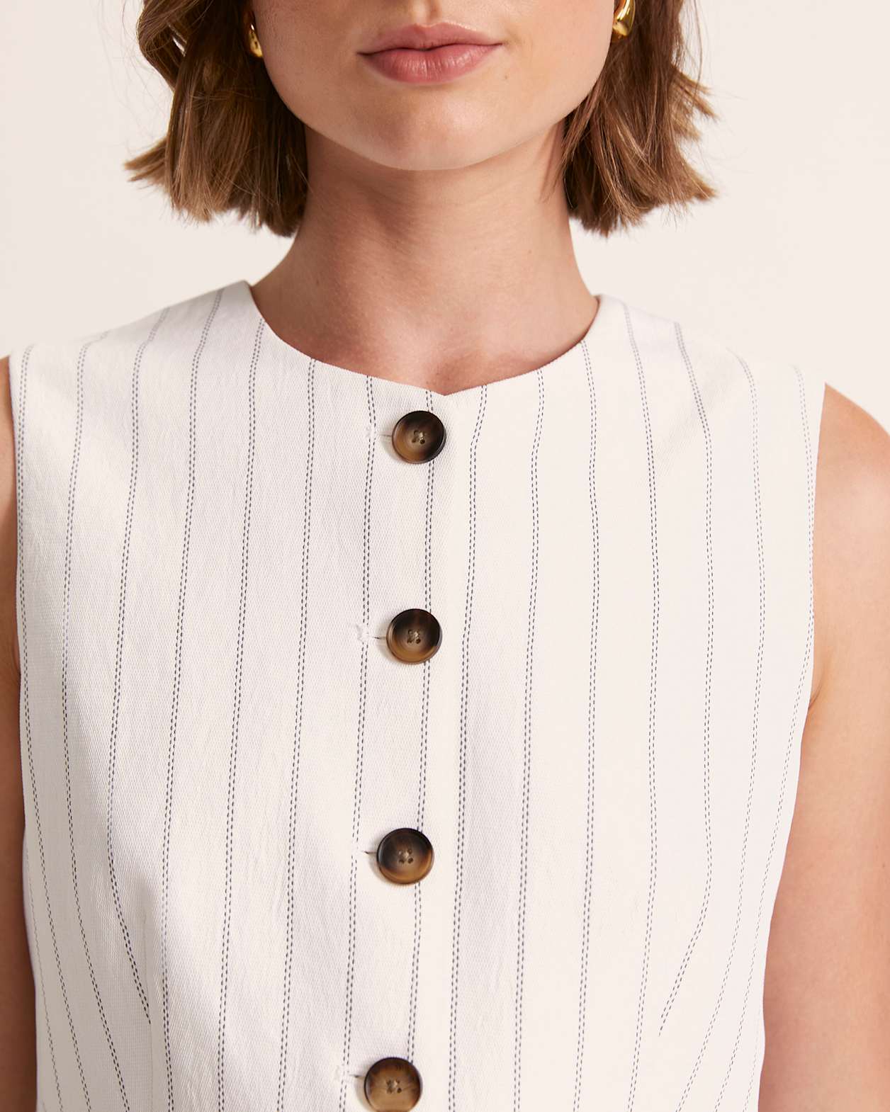 Dharma Pinstripe Crew Vest in PINSTRIPE
