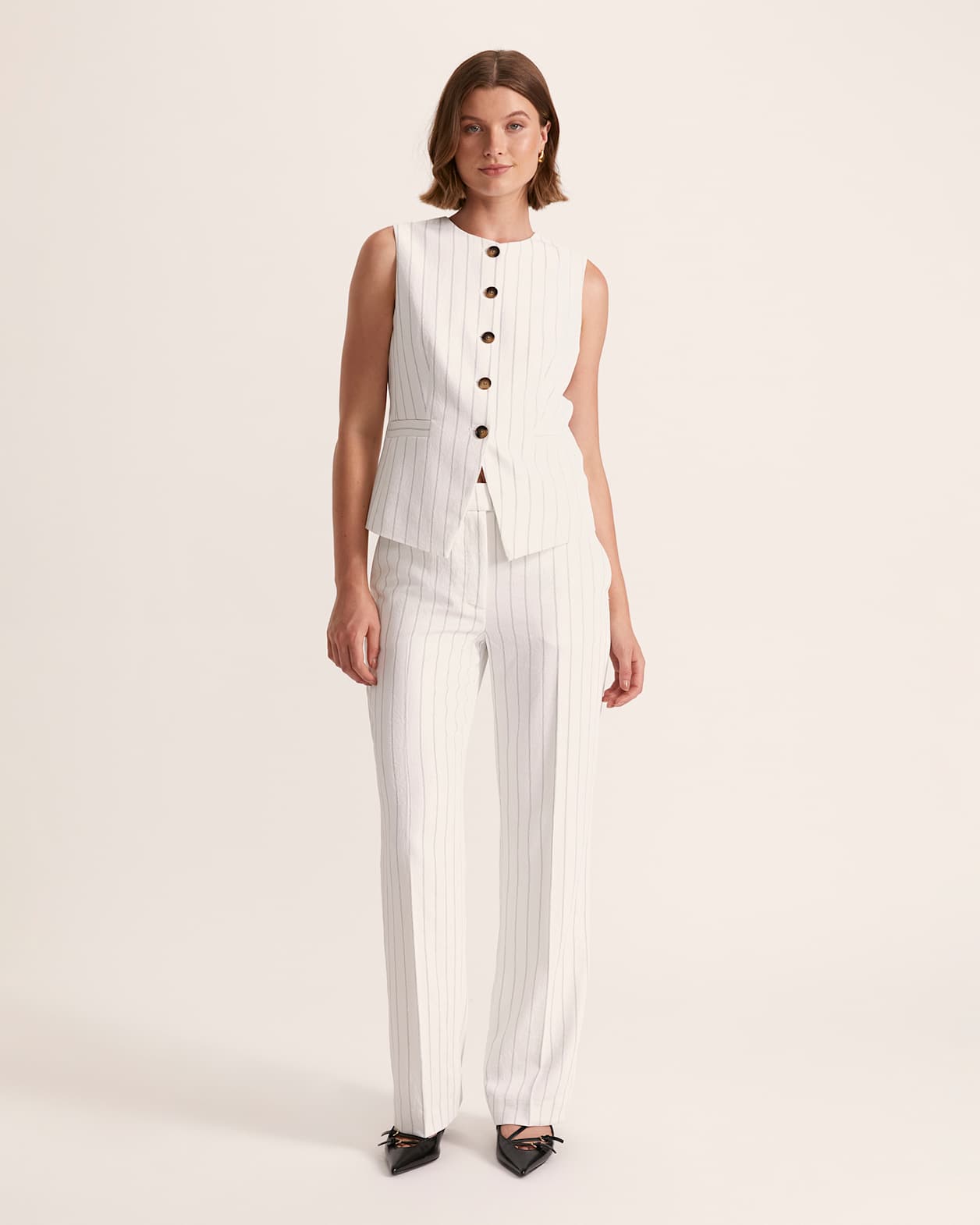Dharma Pinstripe Crew Vest in PINSTRIPE