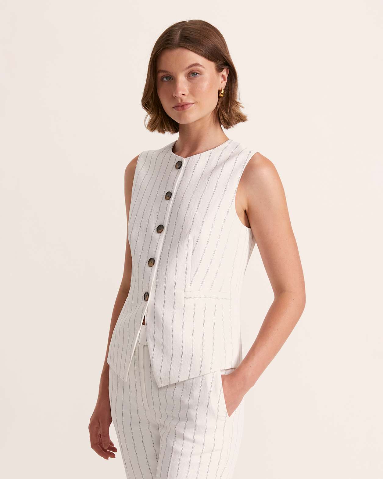 Dharma Pinstripe Crew Vest in PINSTRIPE