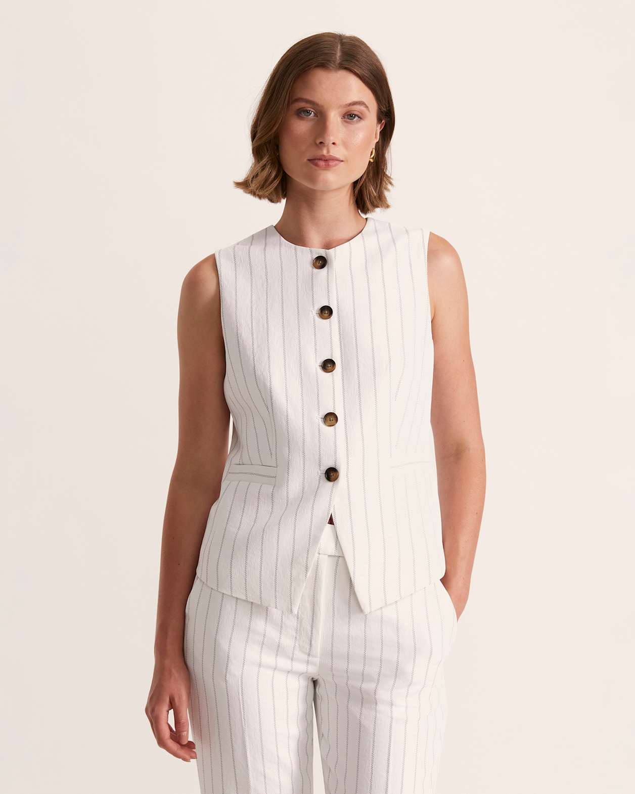 Dharma Pinstripe Crew Vest in PINSTRIPE