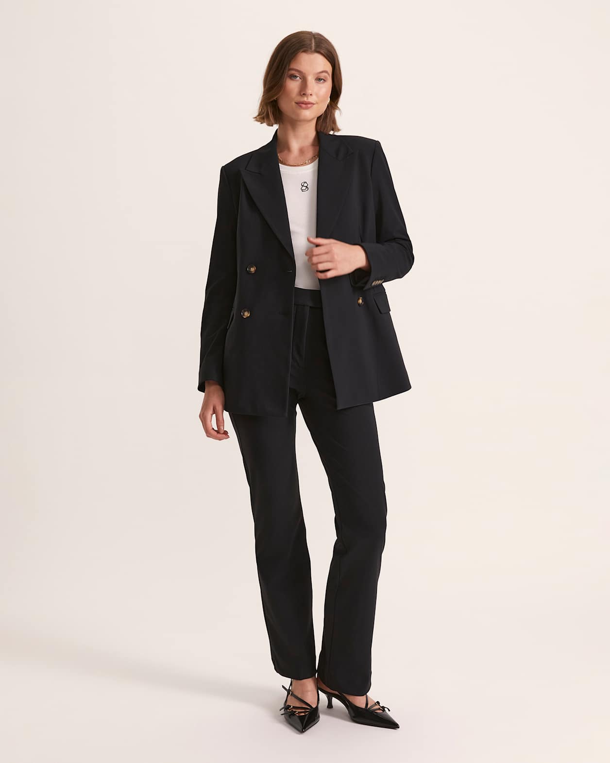 Deia Double Breasted Blazer in BLACK