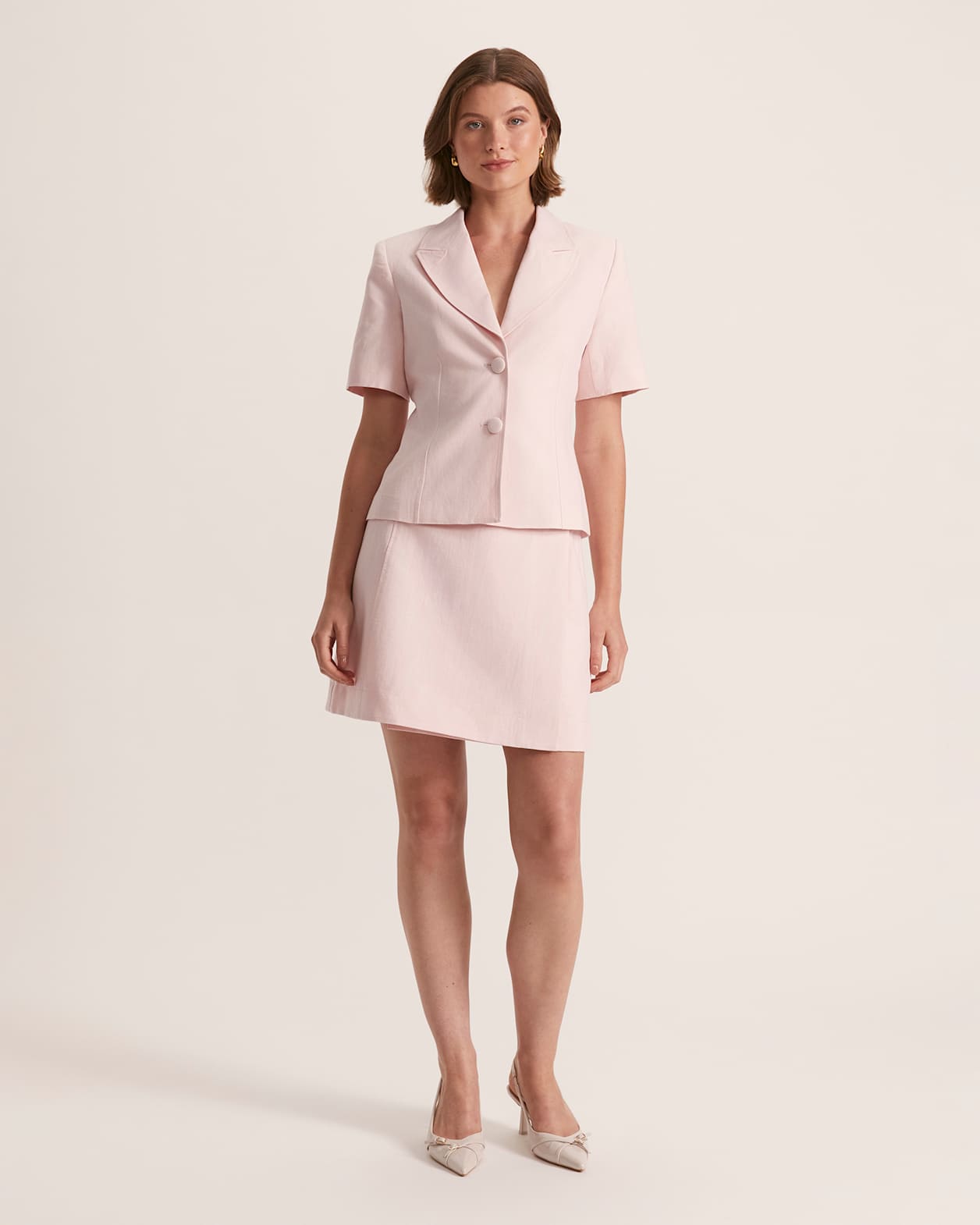 Sienna Linen Wrap Mini Skirt in BLUSH
