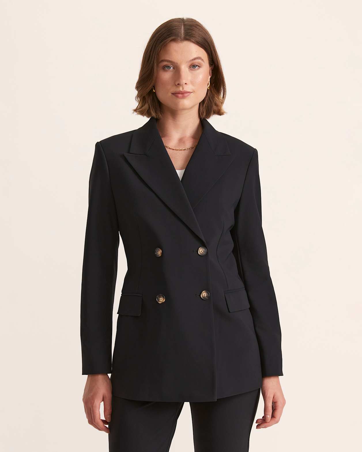 Deia Double Breasted Blazer in BLACK