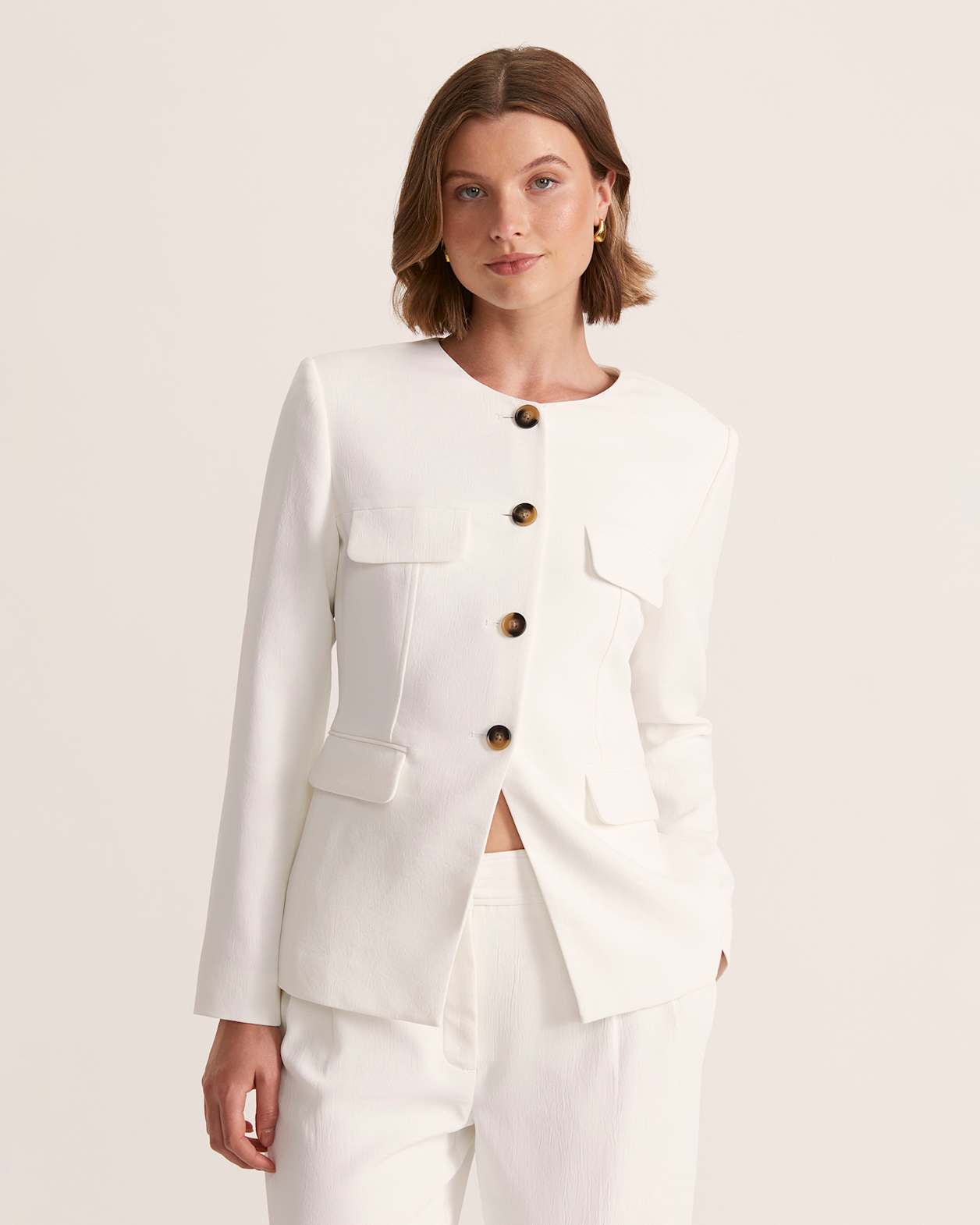 Dharma Crew Neck Jacket in ALABASTER