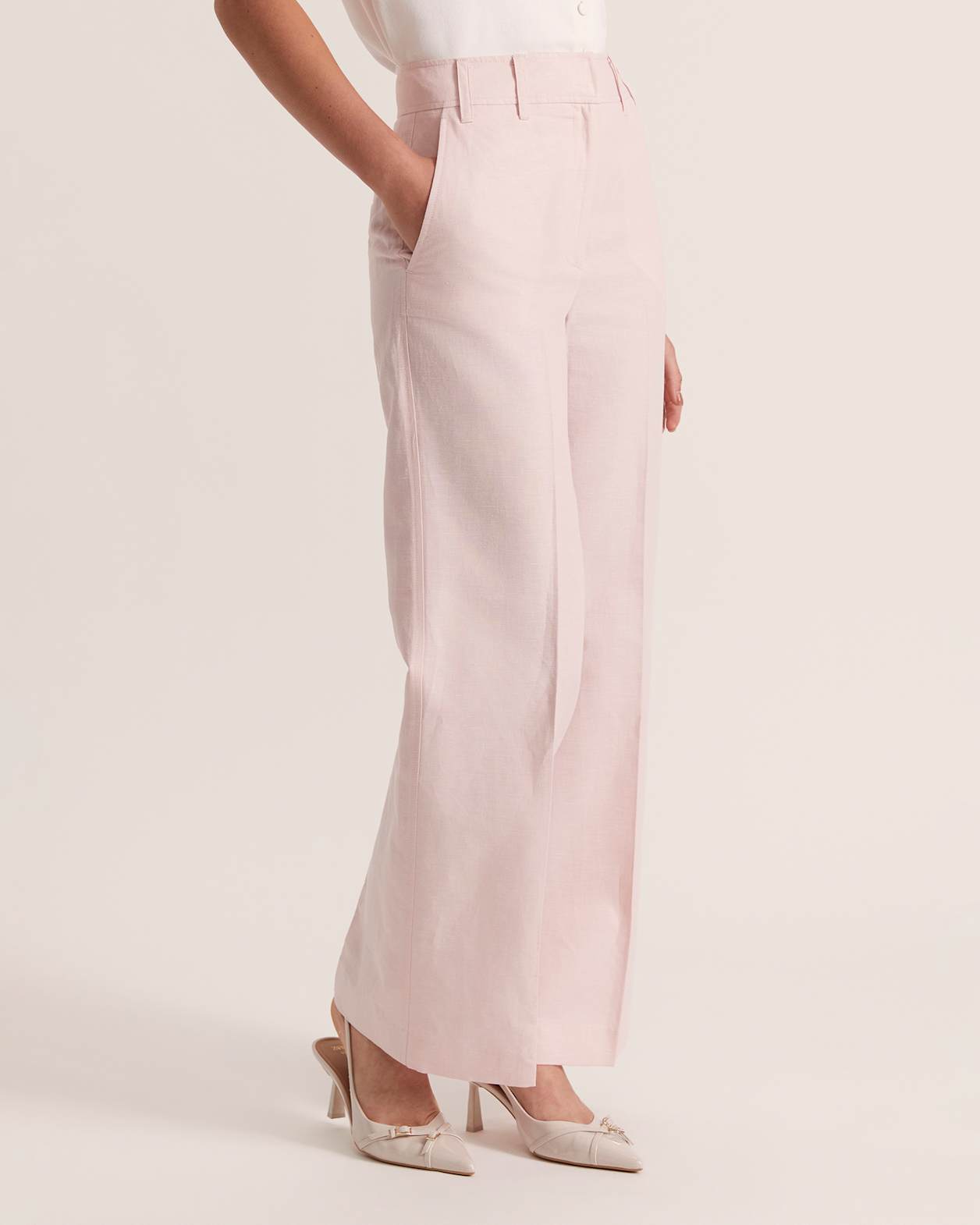 Sienna Linen Wide Leg Pant in BLUSH