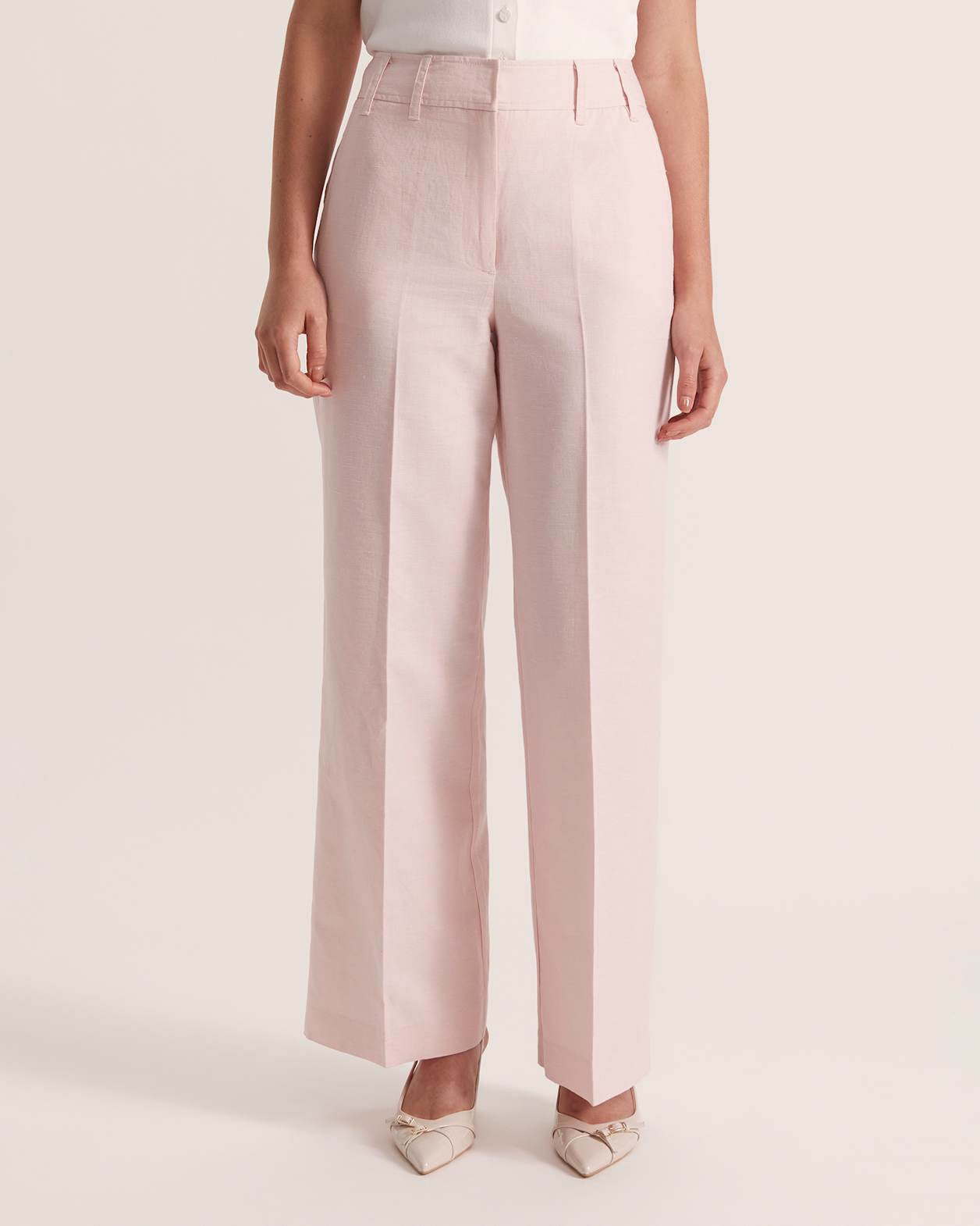 Sienna Linen Wide Leg Pant in BLUSH