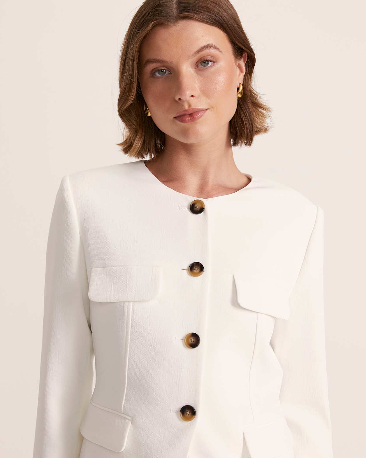 Dharma Crew Neck Jacket in ALABASTER