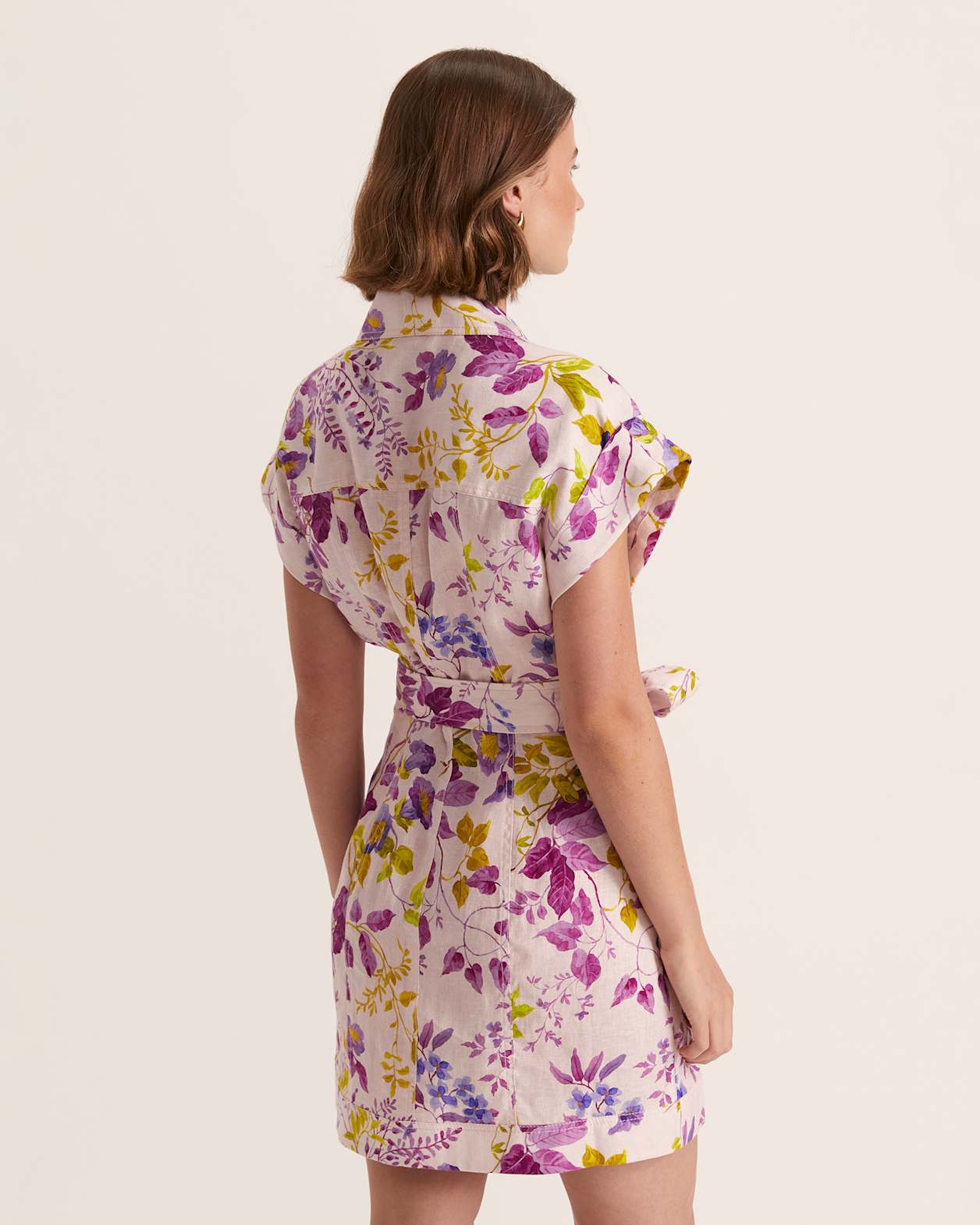 Wildflower Linen Mini Dress in PINK MULTI