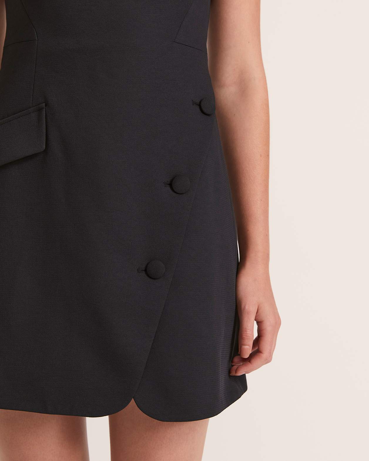 Dharma Button Mini Dress in BLACK