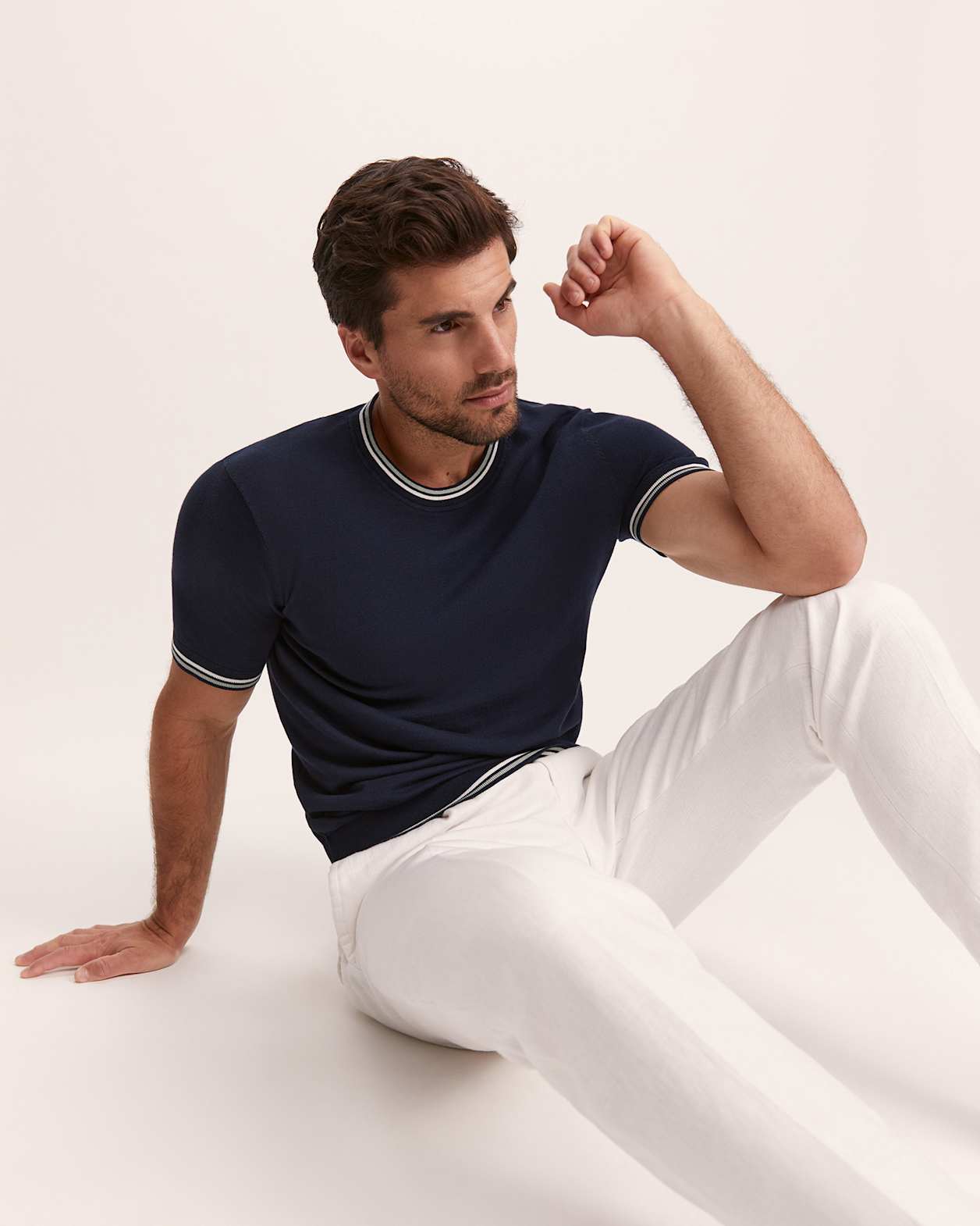 Monte Cotton Knit Tee in NAVY