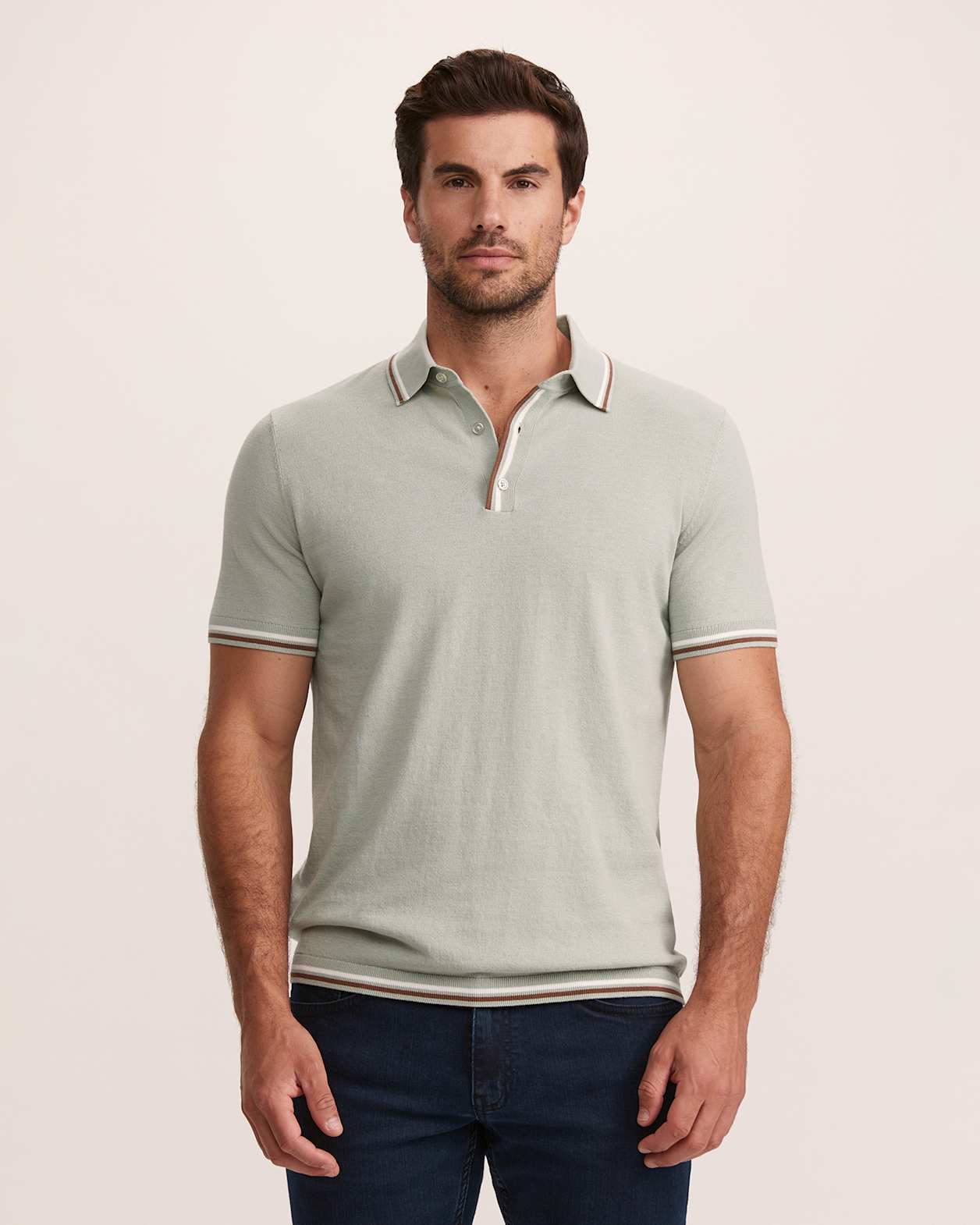 Monte Cotton Knit Polo in PISTACHIO