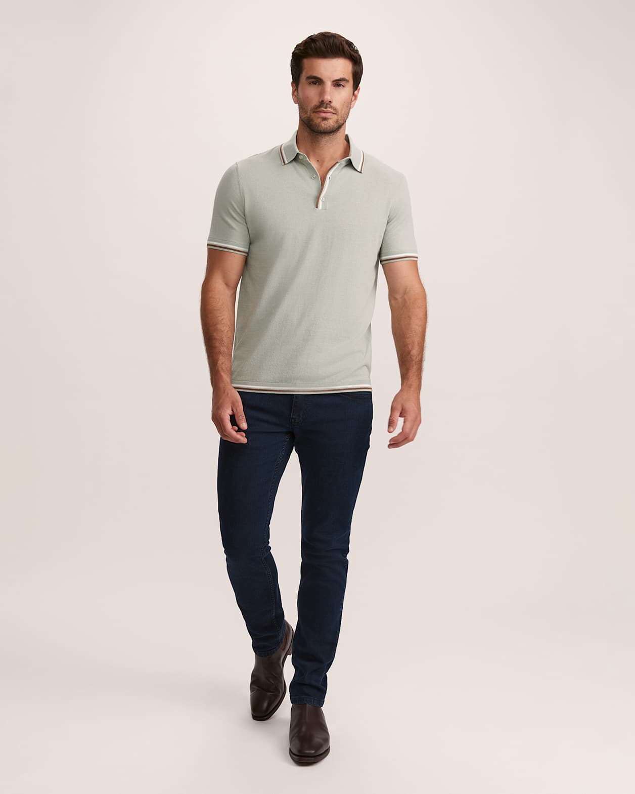 Monte Cotton Knit Polo in PISTACHIO