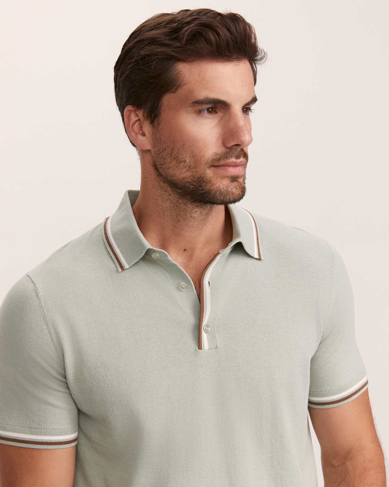 Monte Cotton Knit Polo in PISTACHIO