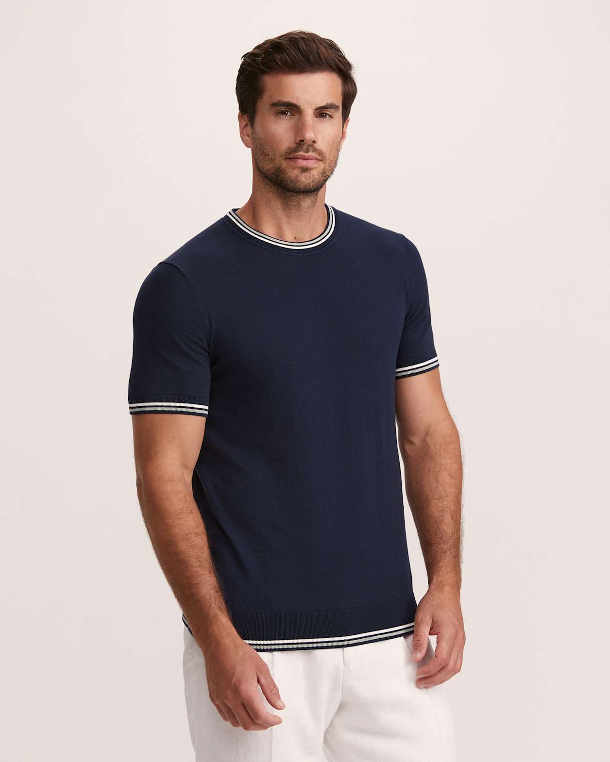 Monte Cotton Knit Tee in NAVY