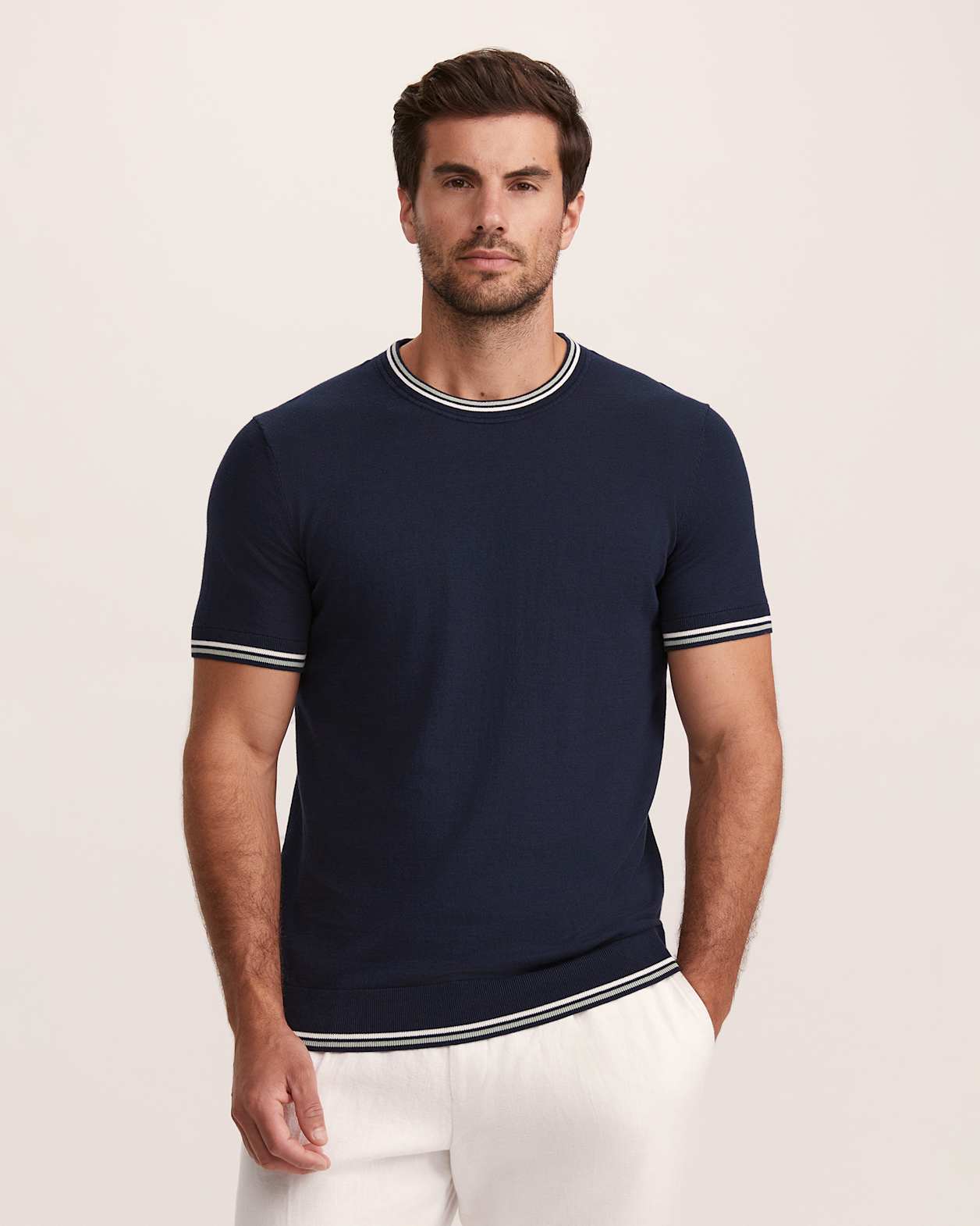 Monte Cotton Knit Tee in NAVY