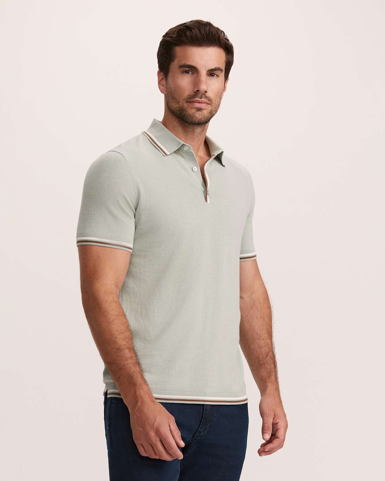 Monte Cotton Knit Polo in PISTACHIO