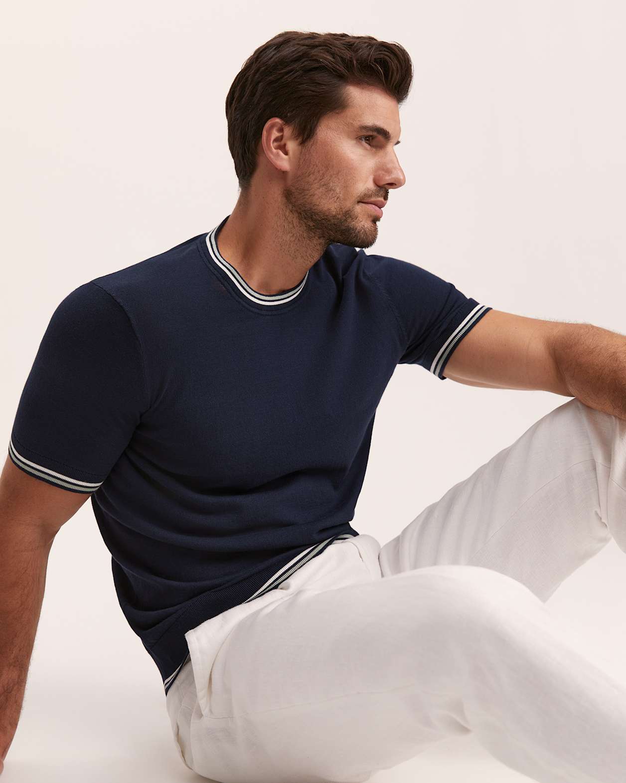 Monte Cotton Knit Tee in NAVY