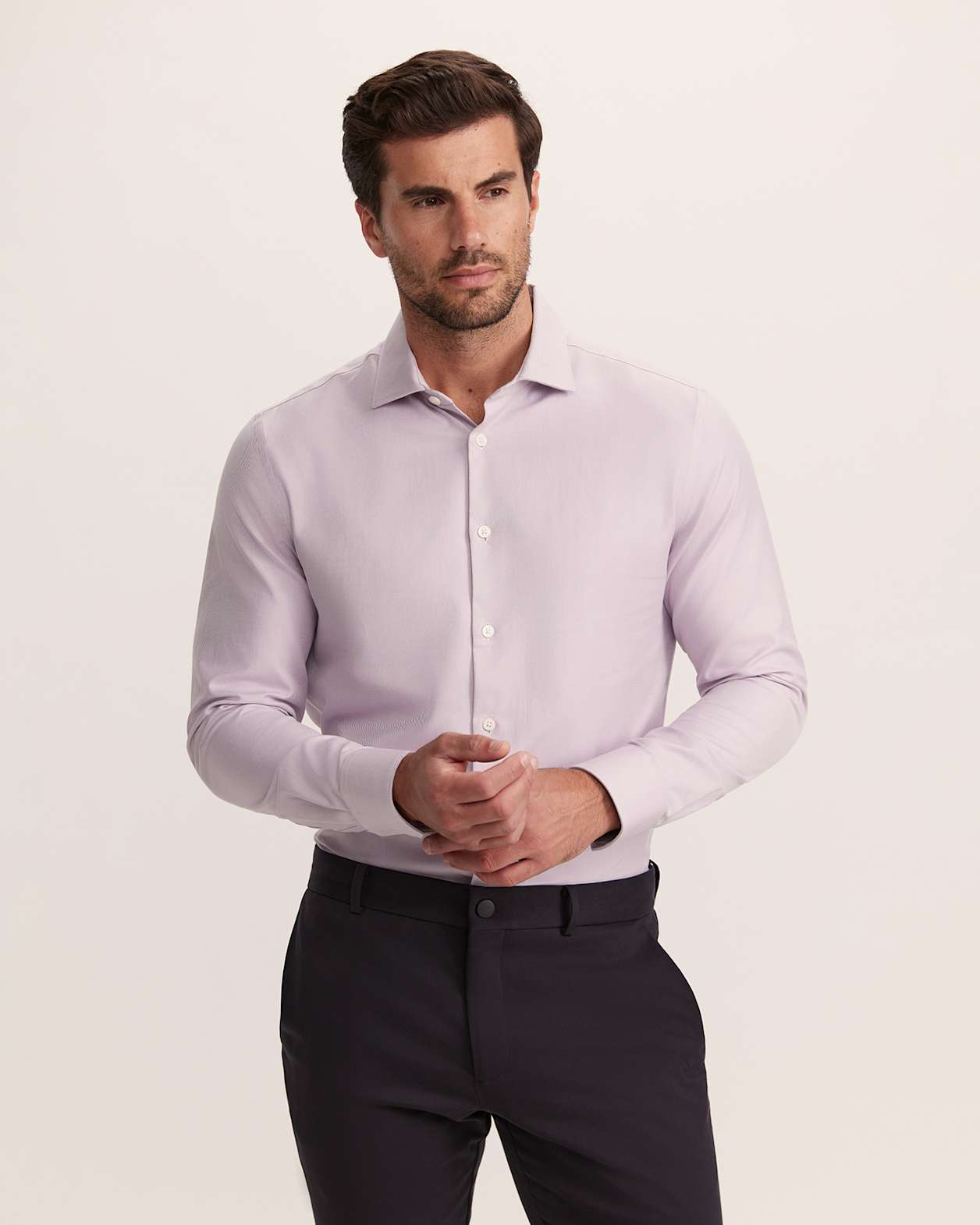 Munroe Easy Care Twill Shirt in LAVENDER