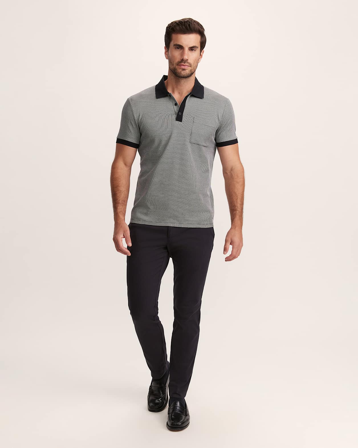 Phoenix Cotton Polo in BLACK/WHITE