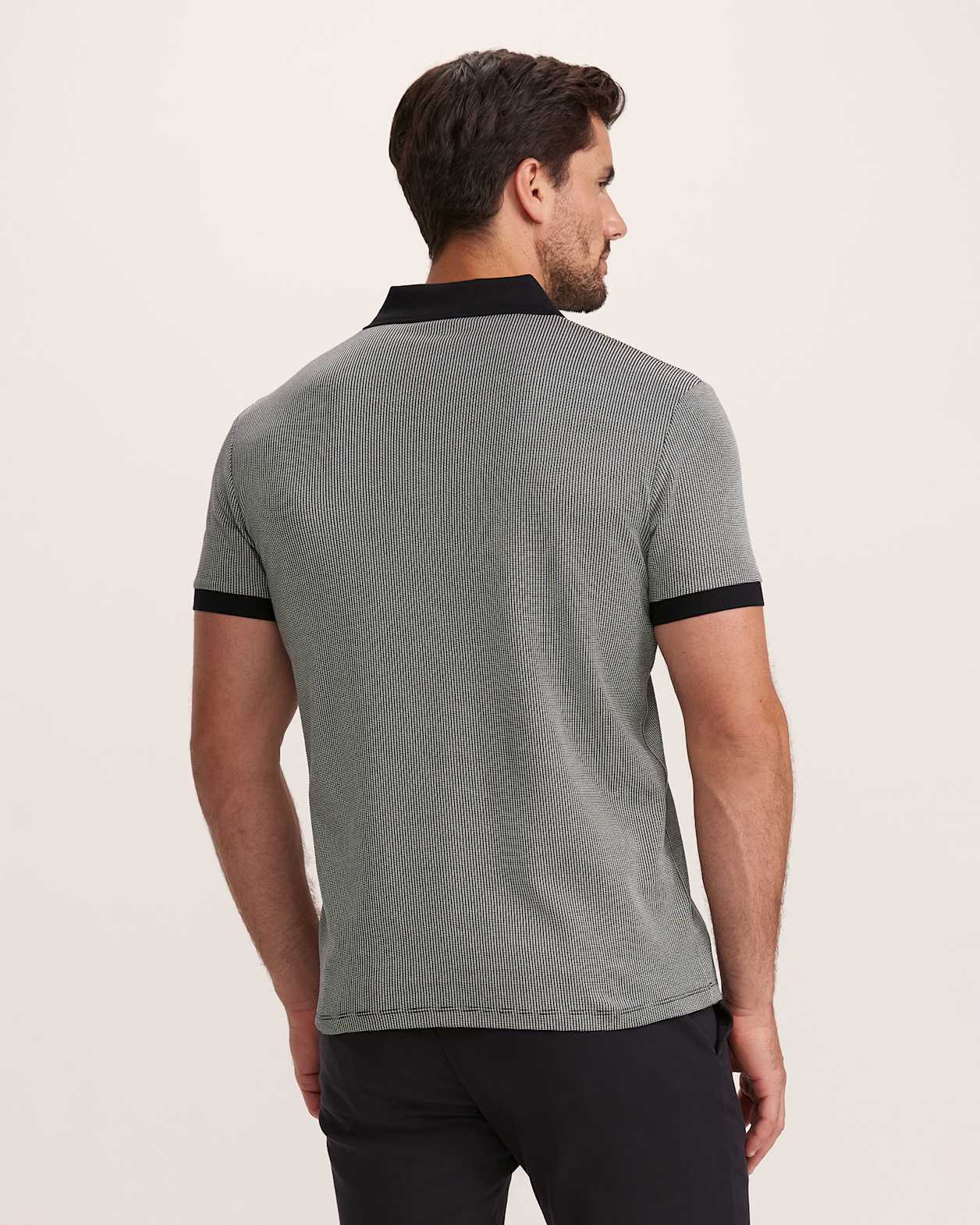 Phoenix Cotton Polo in BLACK/WHITE
