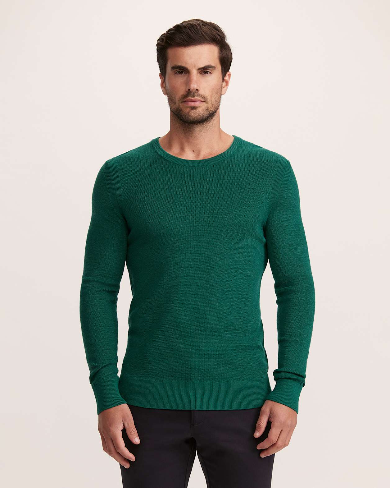 Samuel Wool Blend Crew Knit in MOSS