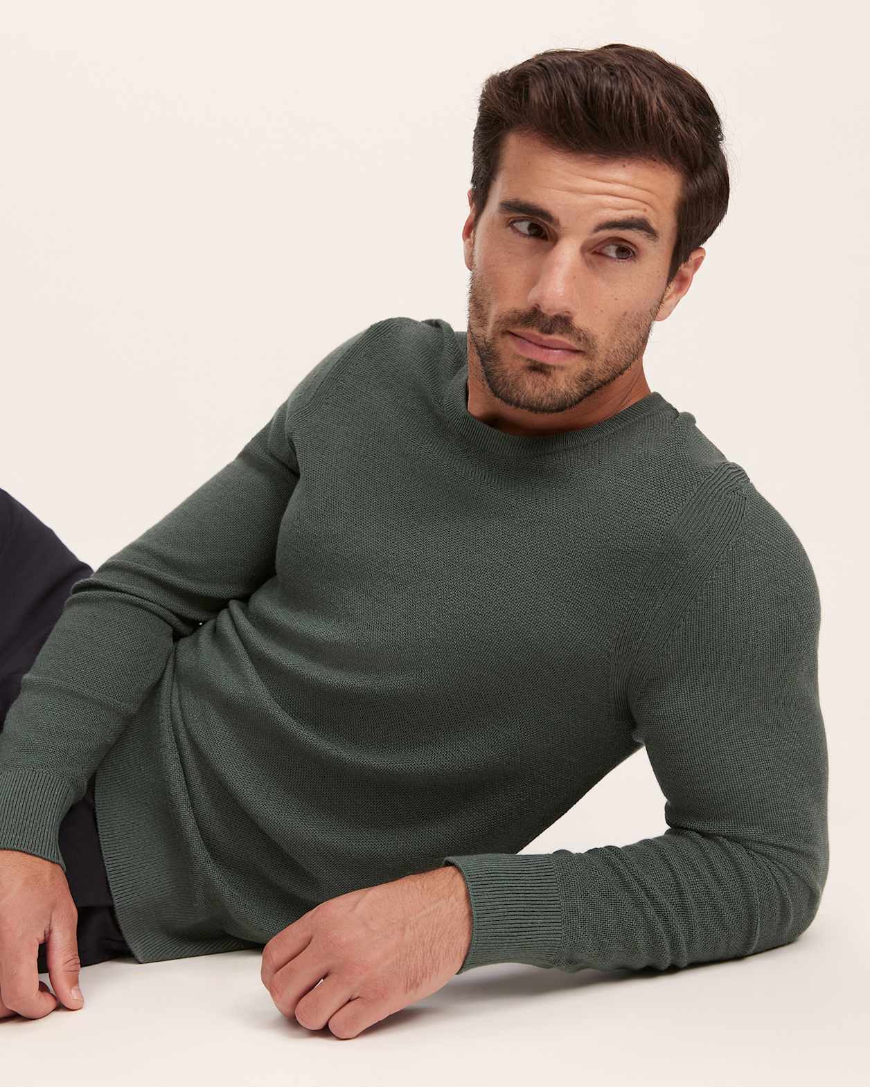 Samuel Wool Blend Crew Knit in PETROL
