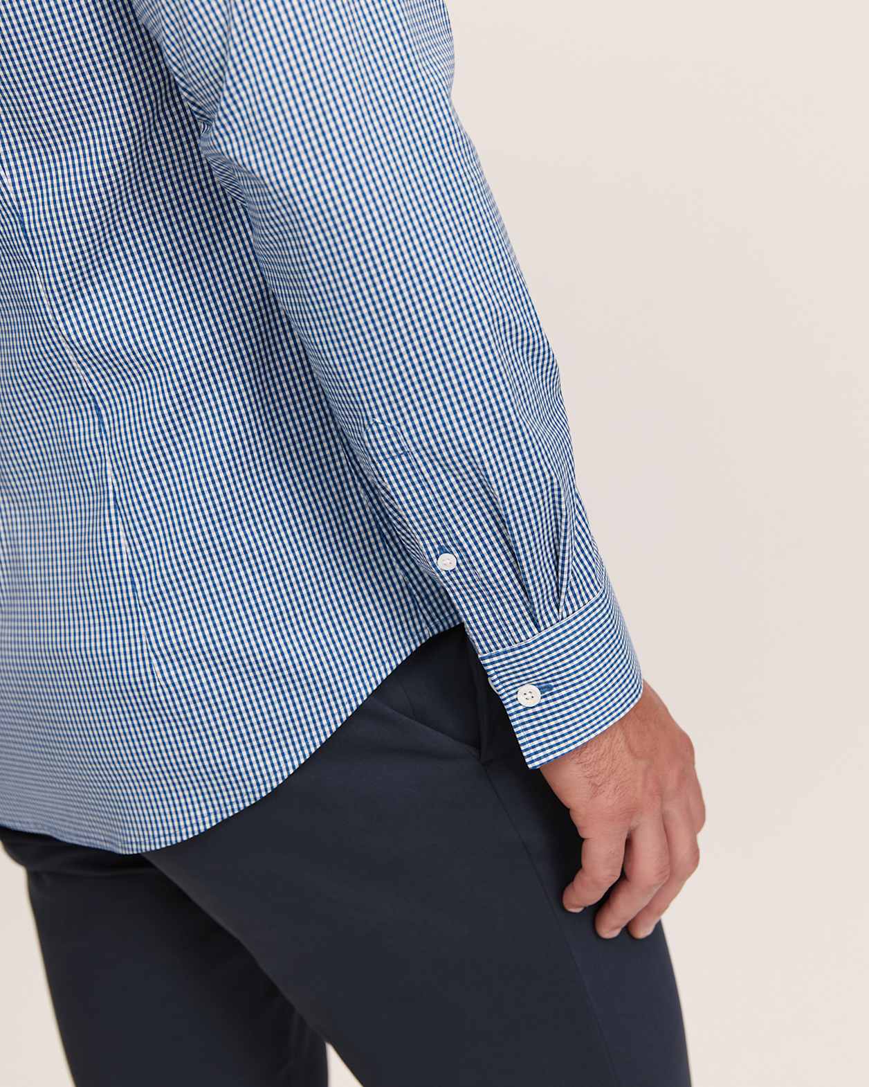 Lucian Long Sleeve Stretch Check Shirt in ROYAL BLUE