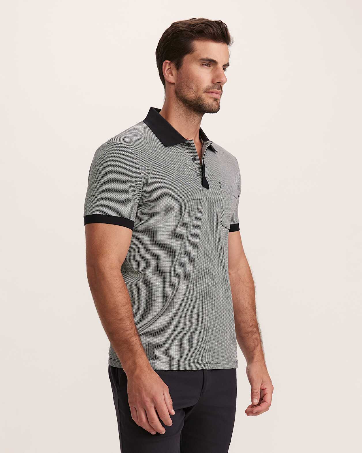 Phoenix Cotton Polo in BLACK/WHITE