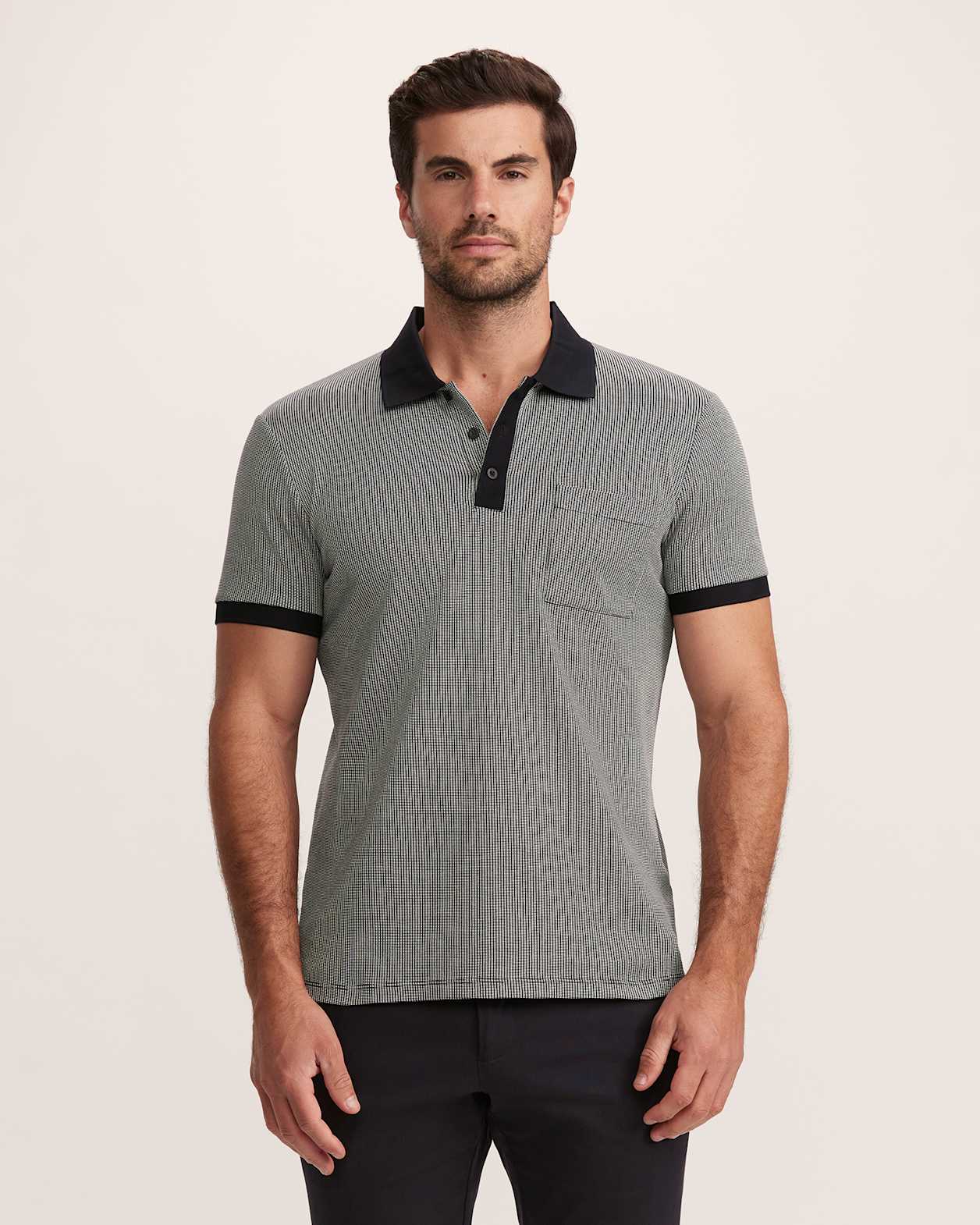 Phoenix Cotton Polo in BLACK/WHITE