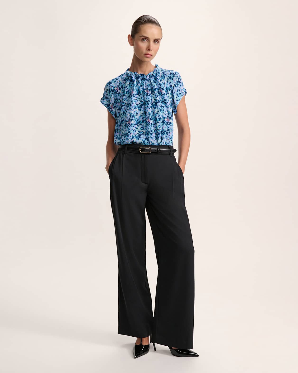 Sequin Silk High Neck Top in MULTI