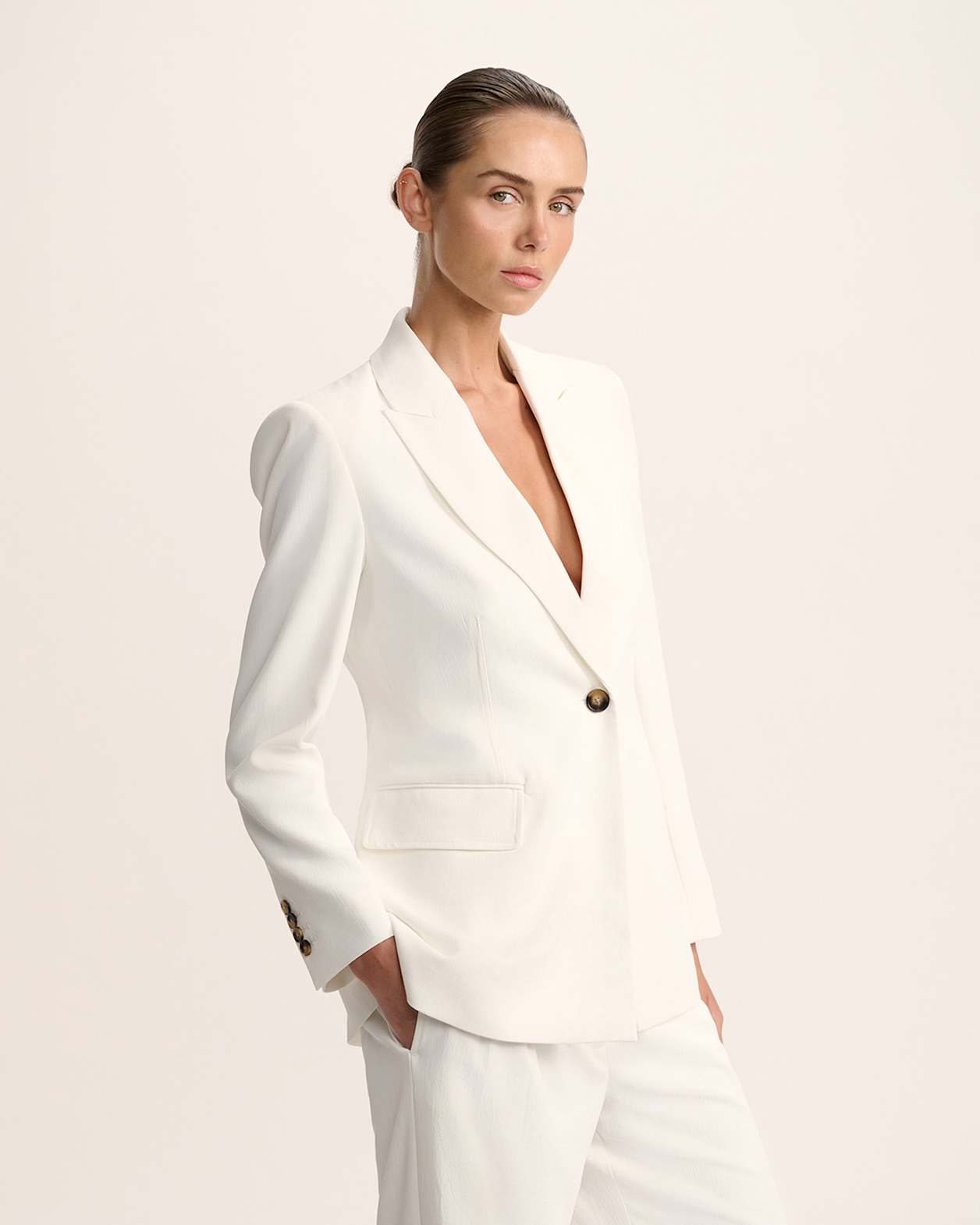 Dharma Stitch Detail Blazer in ALABASTER