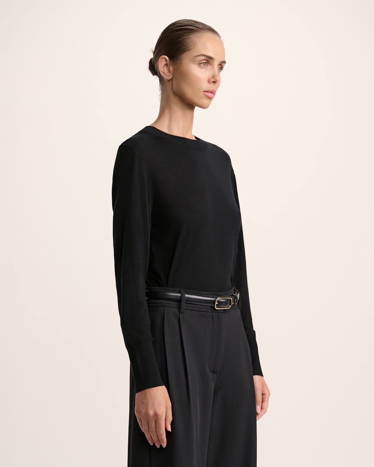 Franka Wool Crew Knit in BLACK