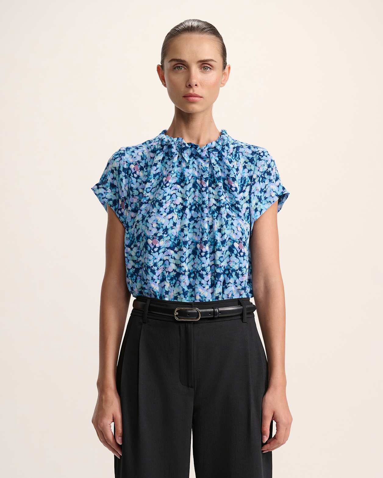 Sequin Silk High Neck Top in MULTI