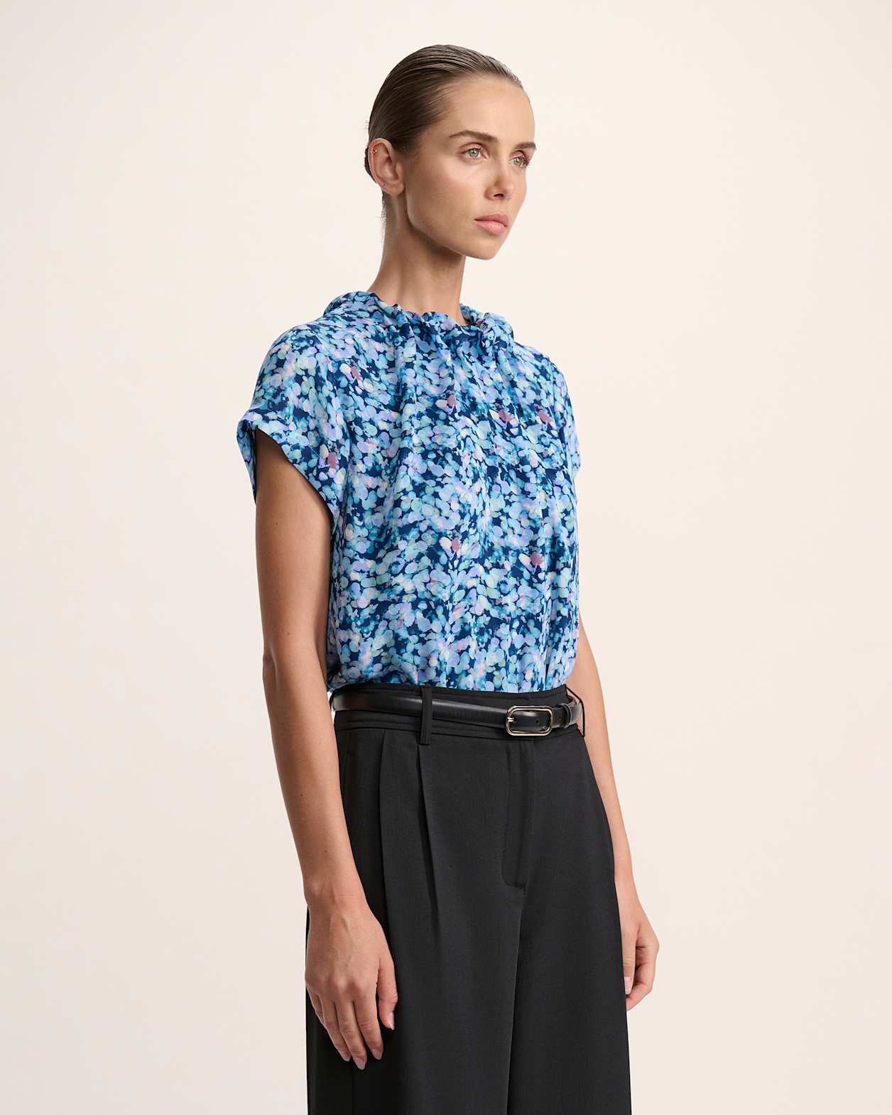 Sequin Silk High Neck Top in MULTI