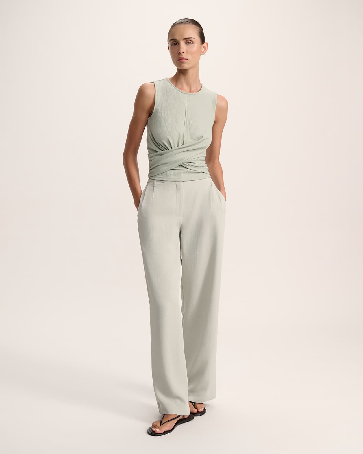 Xanthe Twist Tank in PISTACHIO