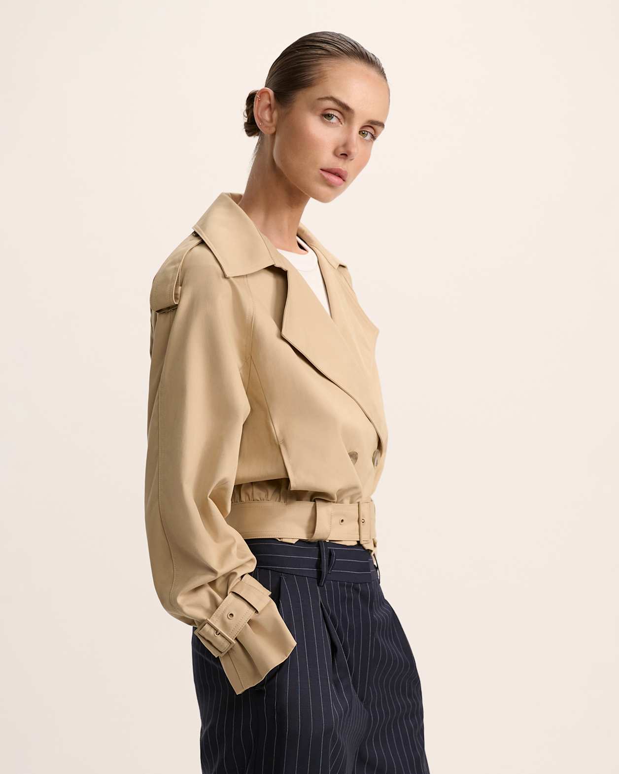 Lana Cropped Cotton Trench