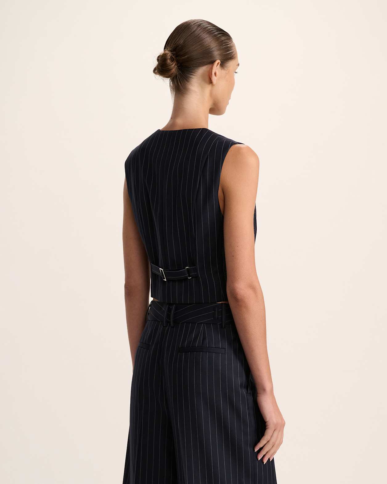 Polly Pinstripe Vest in NAVY/IVORY