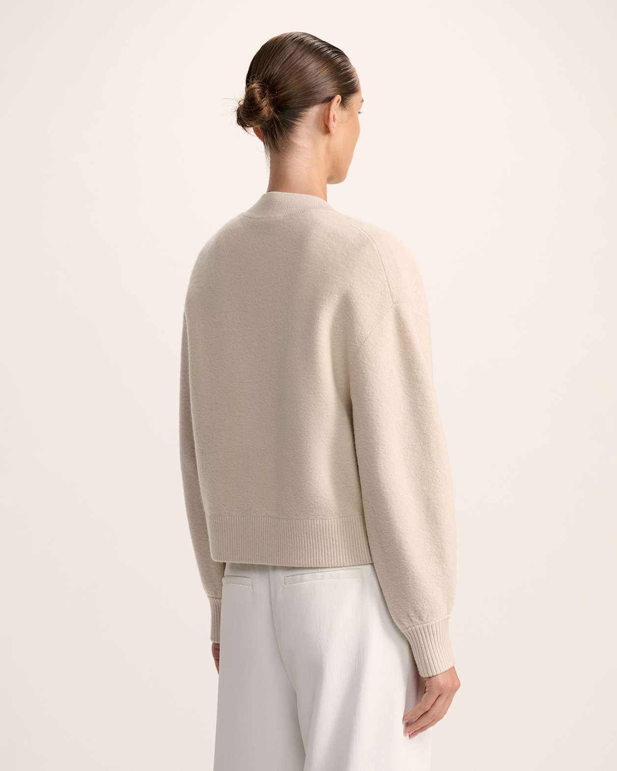 Boiled Wool Bomber in SOFT STONE