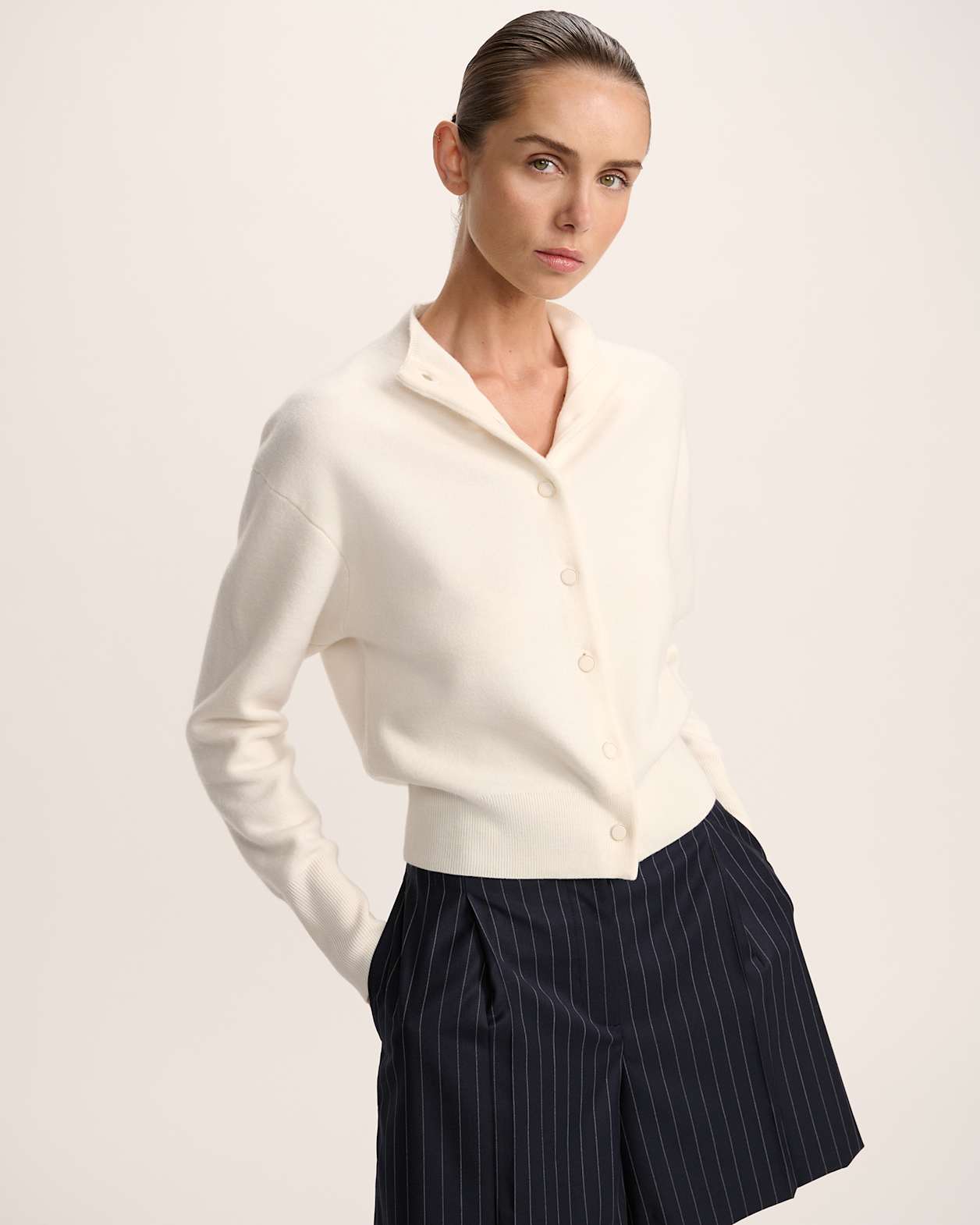 Boiled Wool Batwing Cardi in CREAM