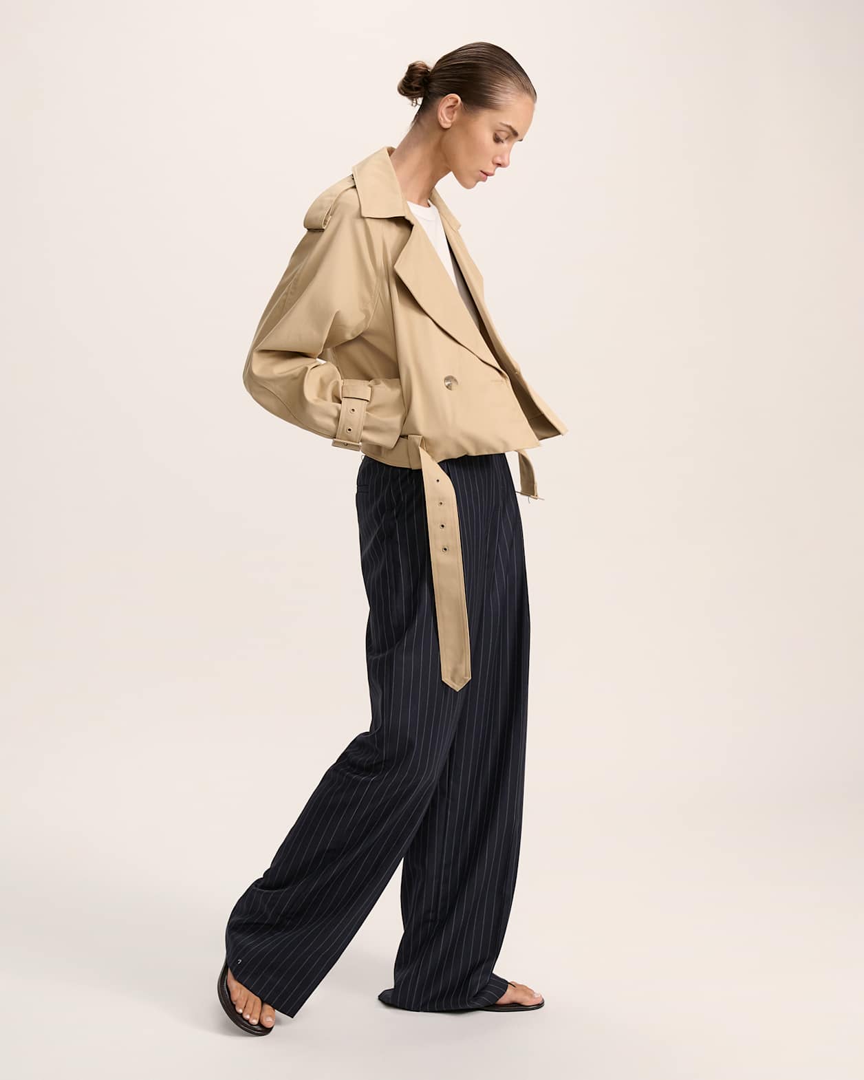 Lana Cropped Cotton Trench