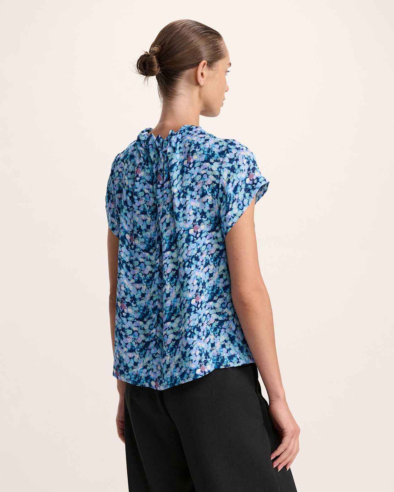 Sequin Silk High Neck Top in MULTI