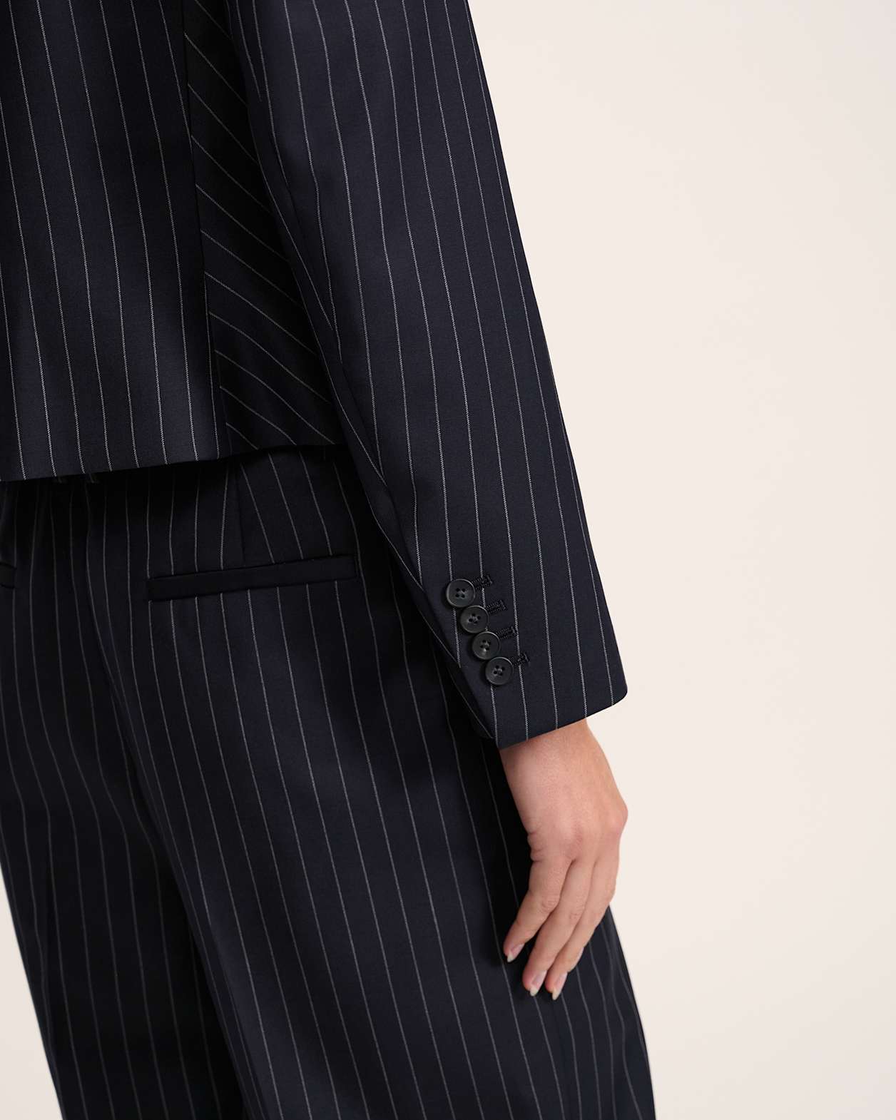 Polly Pinstripe Jacket in NAVY/IVORY