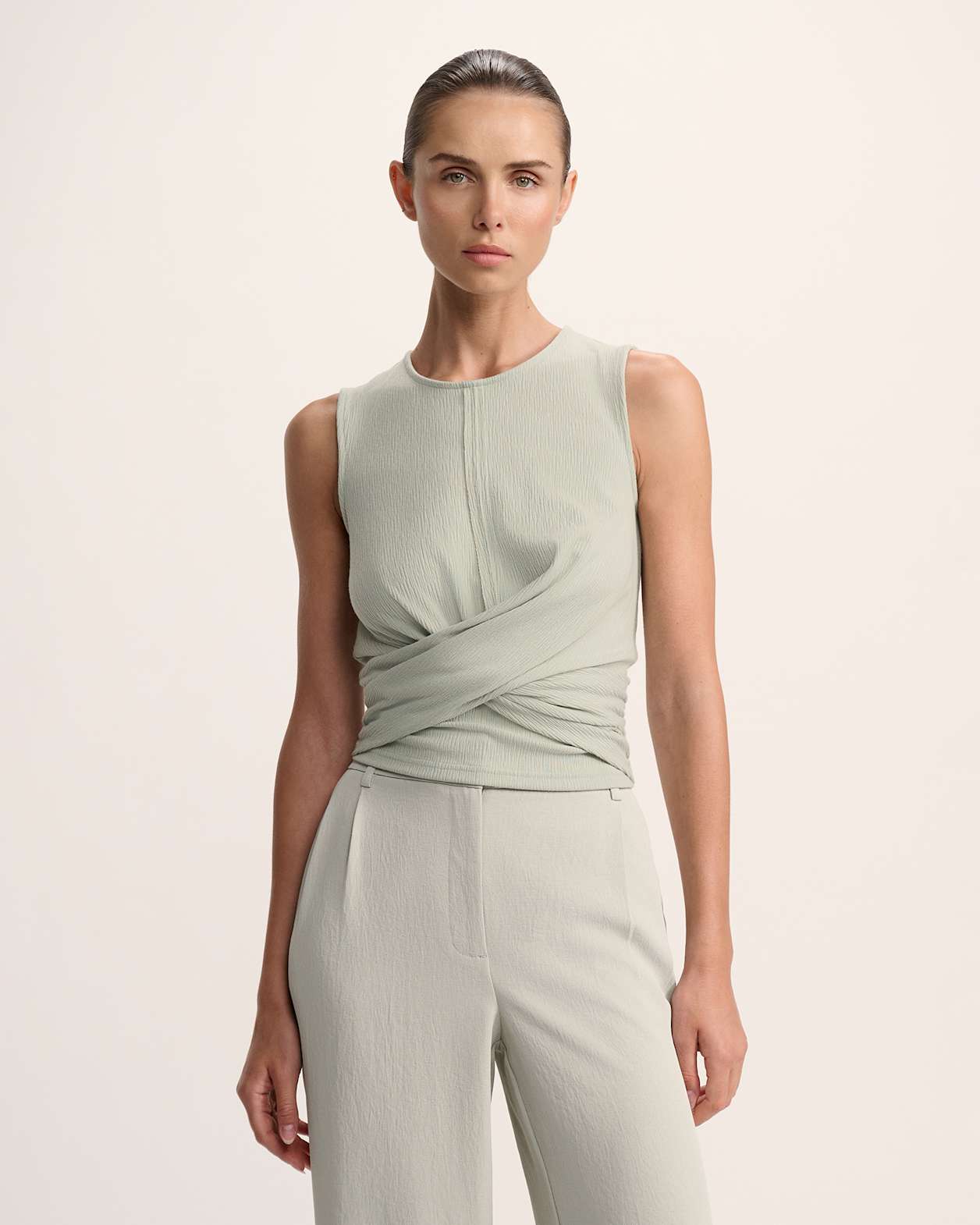 Xanthe Twist Tank in PISTACHIO