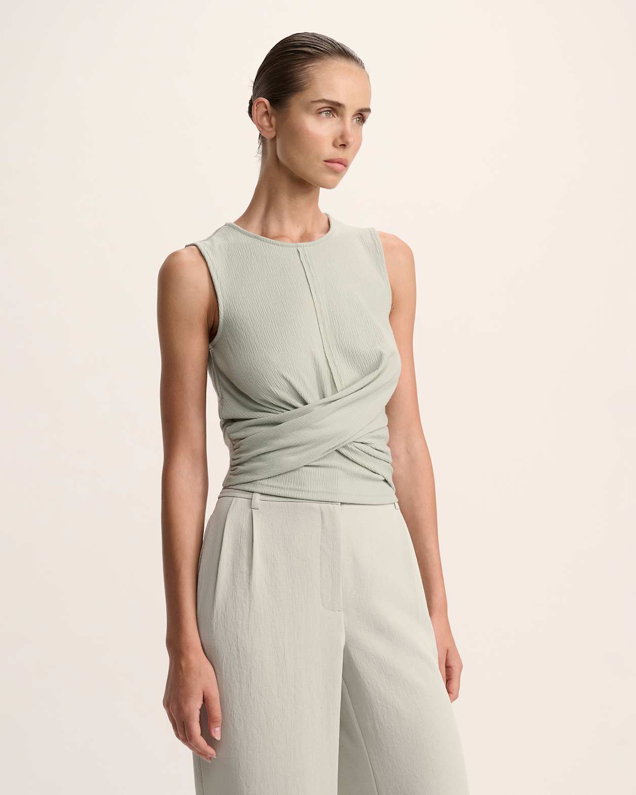 Xanthe Twist Tank in PISTACHIO