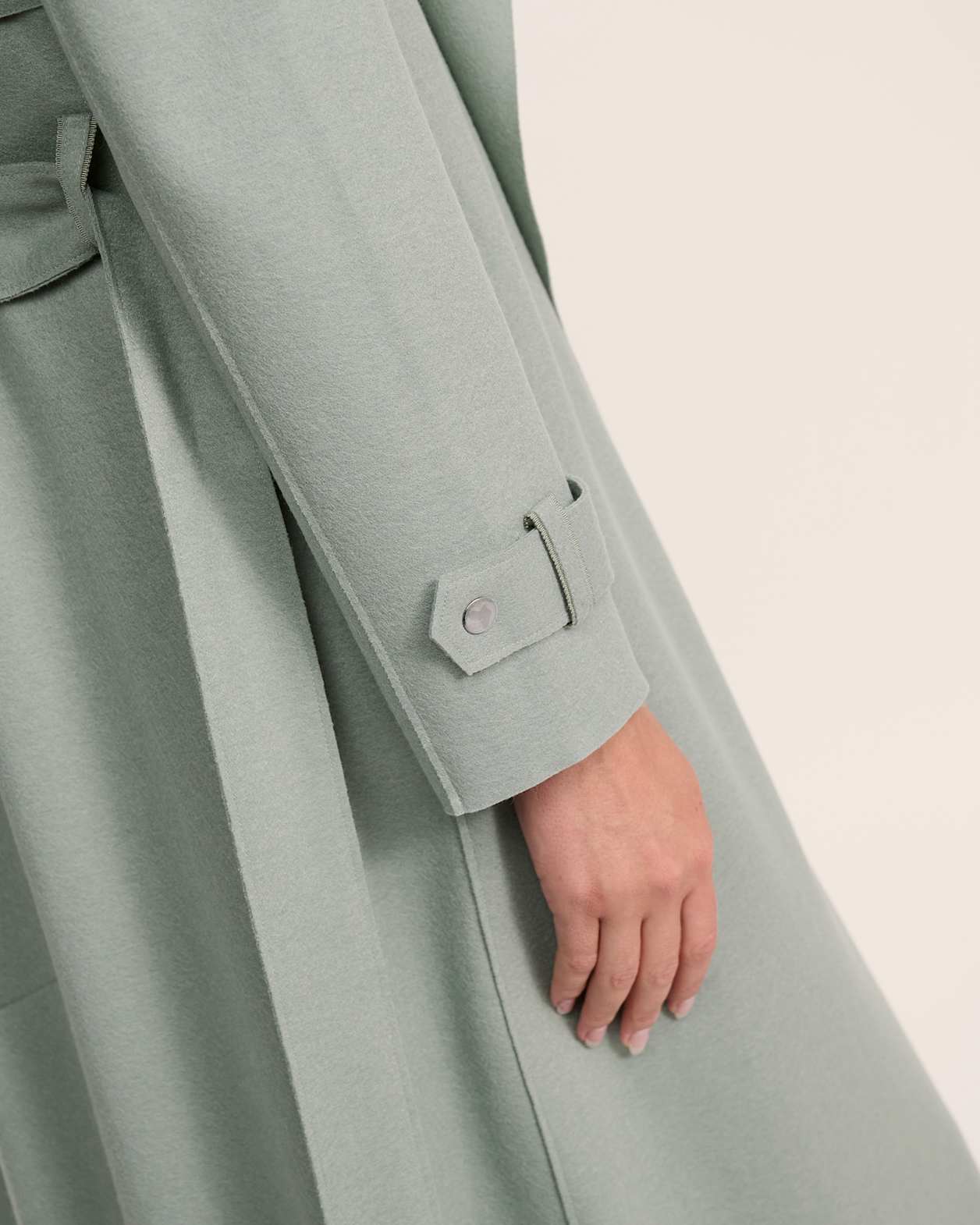 Karla Wool Longline Trench Coat in WILLOW